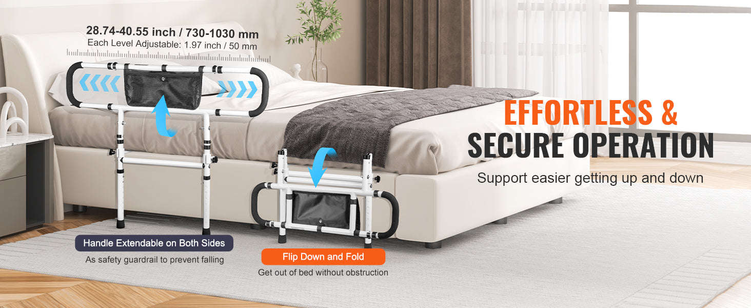 Foldable Bed Assist Rail with Adjustable Handle-10.14 bls / Germany