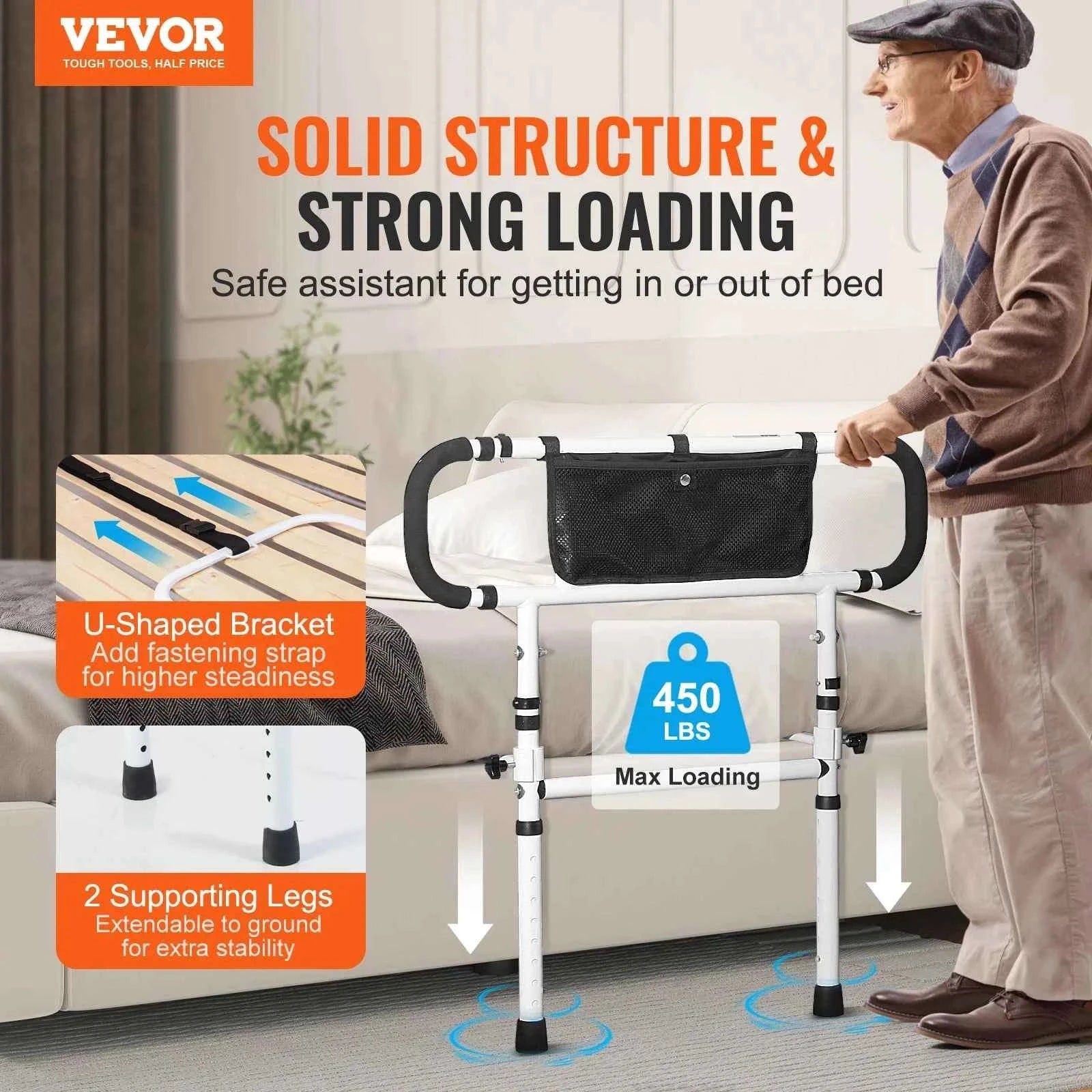 Foldable Bed Assist Rail with Adjustable Handle-10.14 bls / Germany