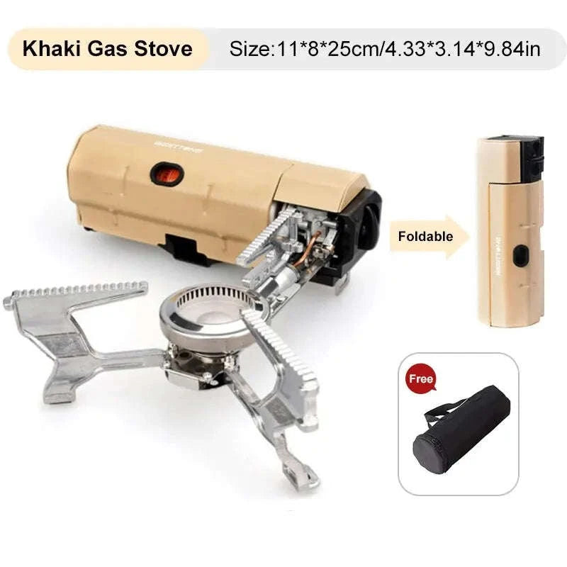 Foldable Butane Gas Stove 2670W for Camping and Travel-Khaki
