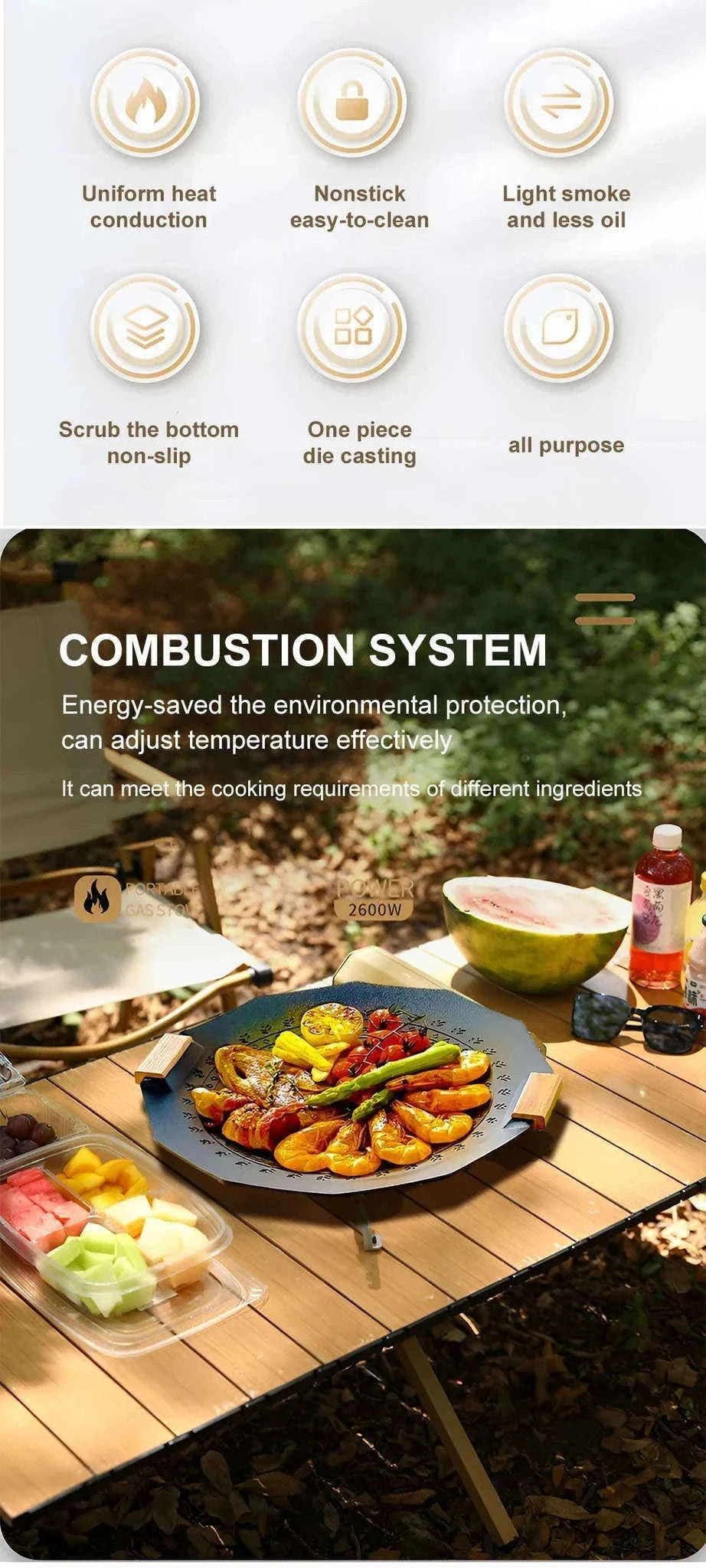 Foldable Butane Gas Stove 2670W for Camping and Travel-Khaki