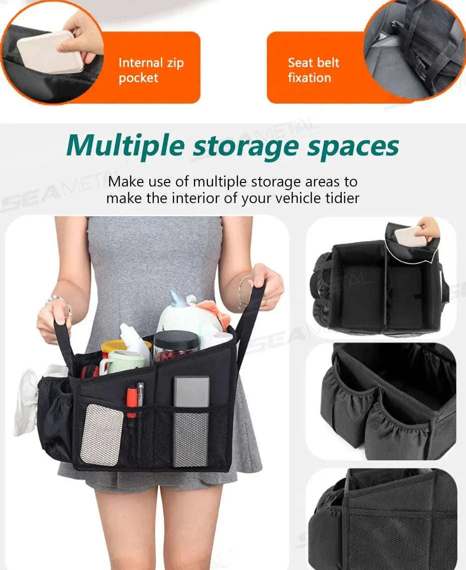 Foldable Car Seat Organizer Multi-Pocket Large Capacity Storage Bag Waterproof Oxford Cloth-1 pc