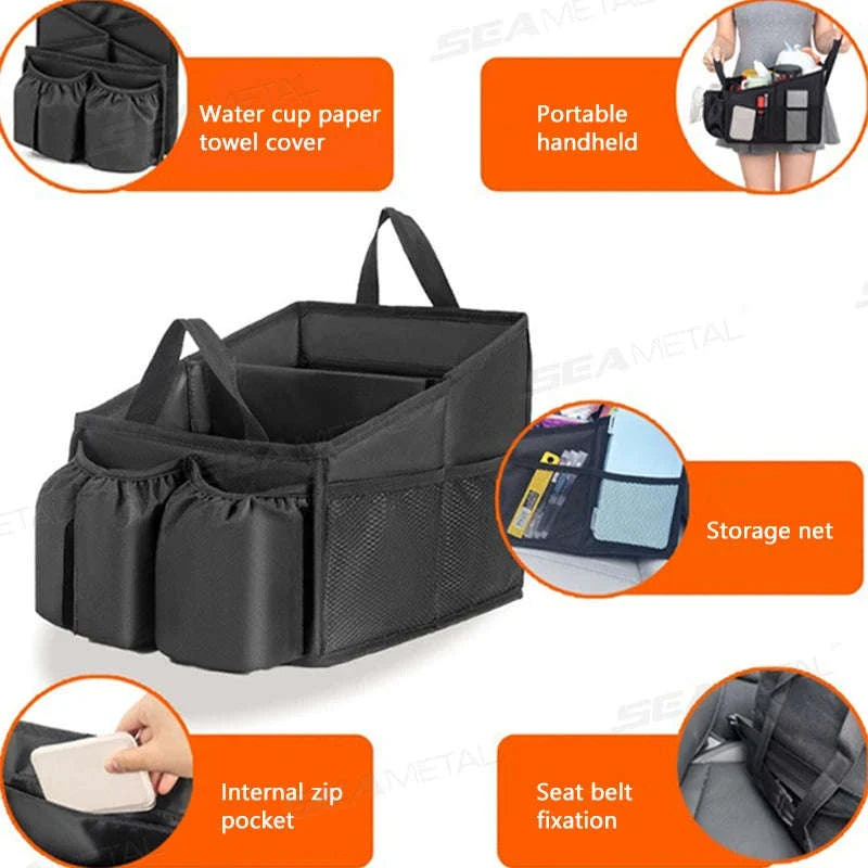Foldable Car Seat Organizer Multi-Pocket Large Capacity Storage Bag Waterproof Oxford Cloth-1 pc