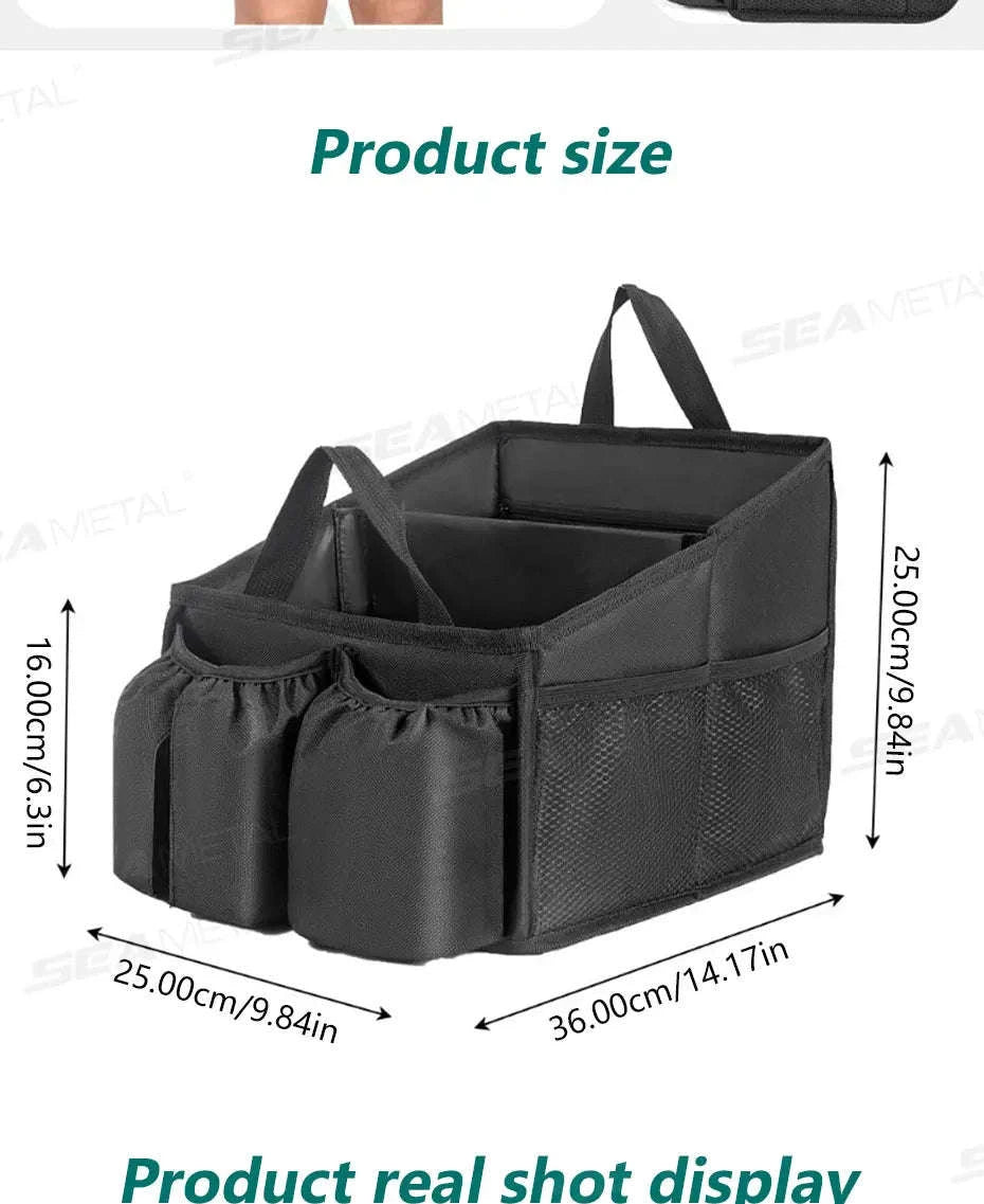 Foldable Car Seat Organizer Multi-Pocket Large Capacity Storage Bag Waterproof Oxford Cloth-1 pc