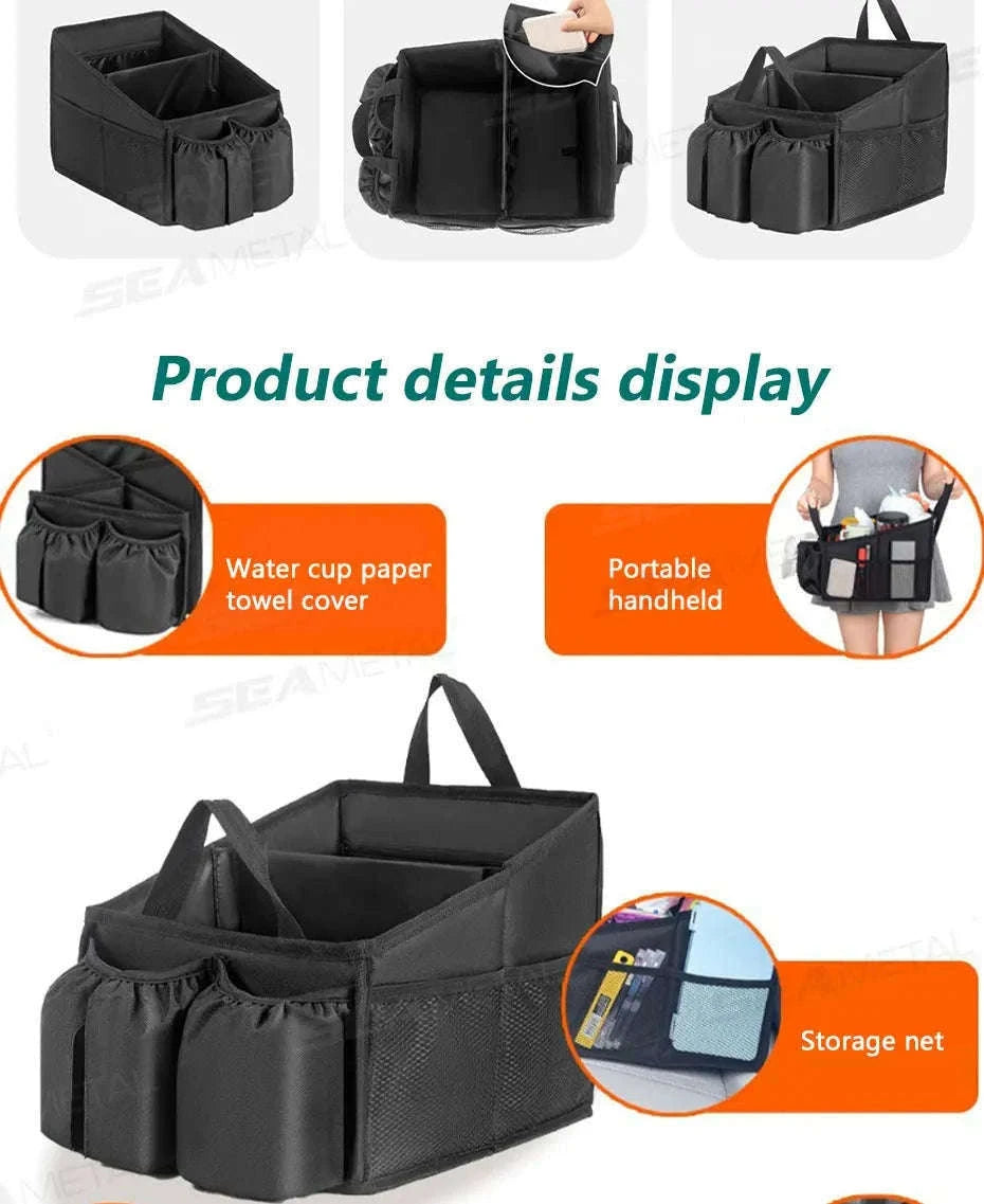 Foldable Car Seat Organizer Multi-Pocket Large Capacity Storage Bag Waterproof Oxford Cloth-1 pc