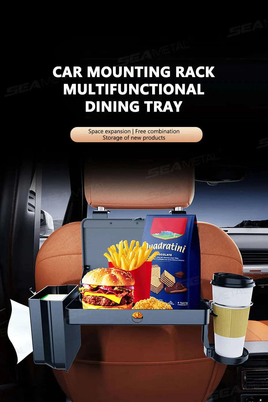 Foldable Car Seat Tray Table with Drink Holder-Default Title