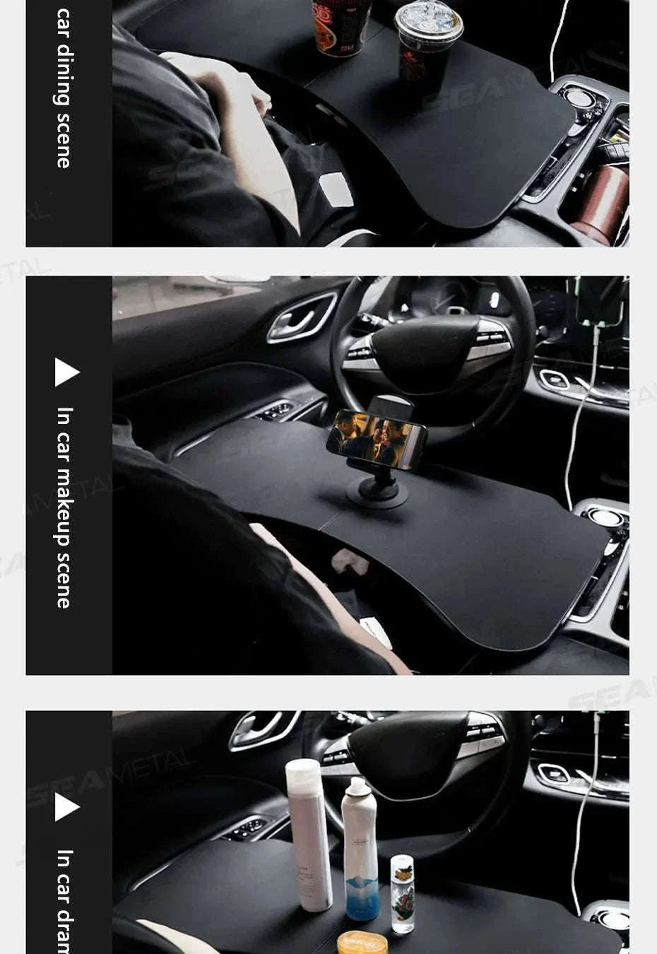 Foldable Car Tray Table for Laptop and Dining-Black