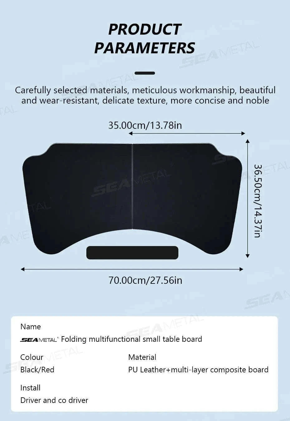 Foldable Car Tray Table for Laptop and Dining-Black