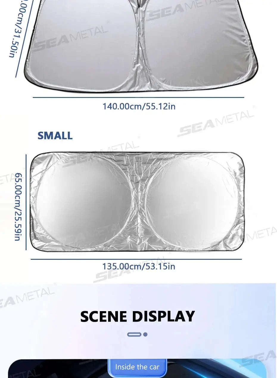 Foldable Car Windshield Sun Shade – Heat-Reducing, UV-Blocking, Easy-Fold Design-Size S