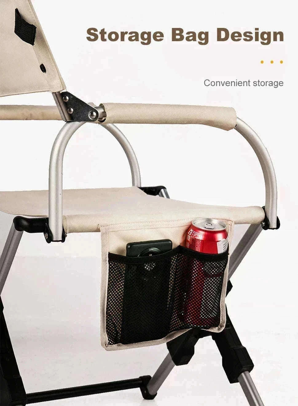 Foldable Director’s Chair for Camping, Beach and Fishing-Beige
