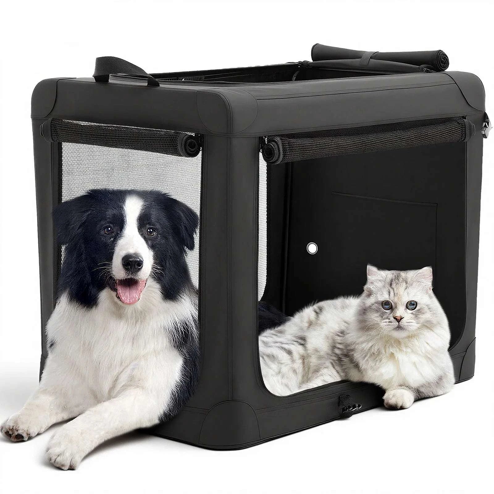 Foldable Dog Playpen with Door for Indoor & Outdoor Use-black / 24IN / United States