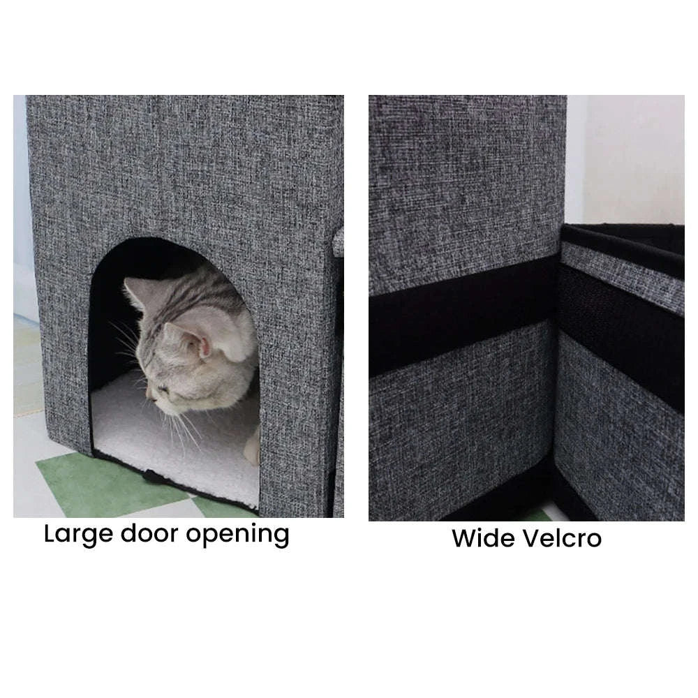 Foldable Dog Stairs with Storage 3-Step Pet Ramp for Bed & Sofa-Grey / france