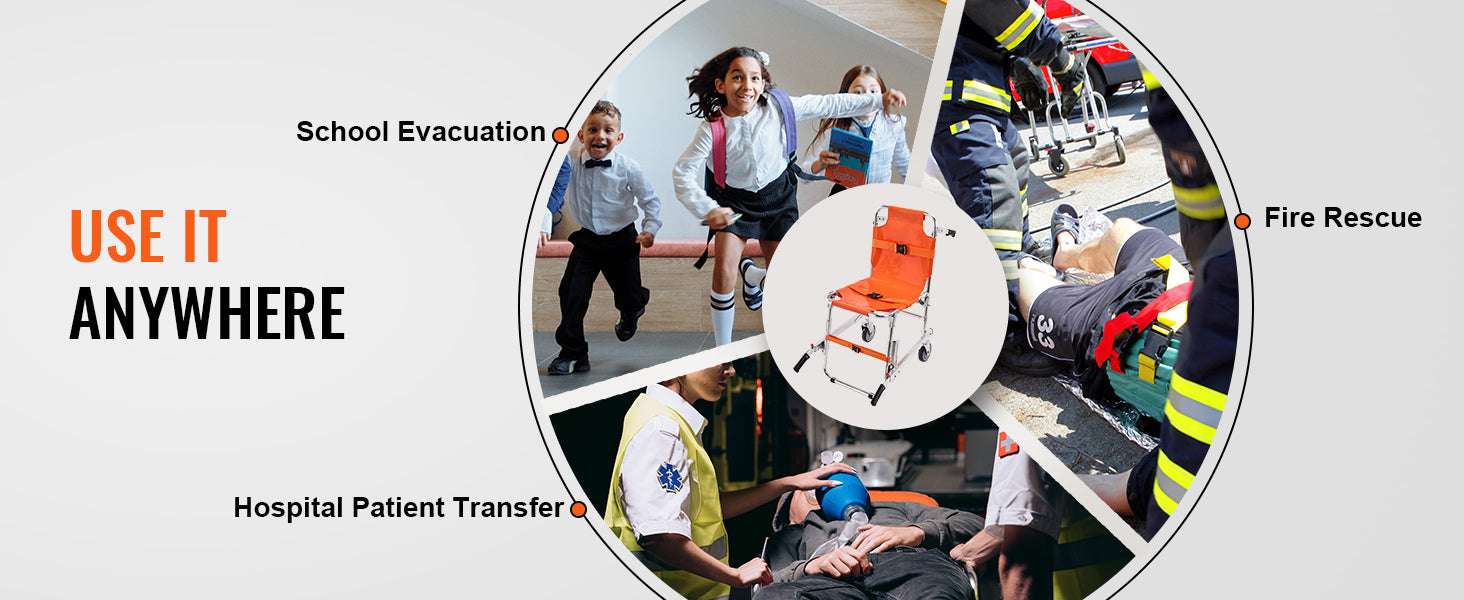 Foldable EMS Stair Climbing Chair 350lbs Evacuation Wheelchair-