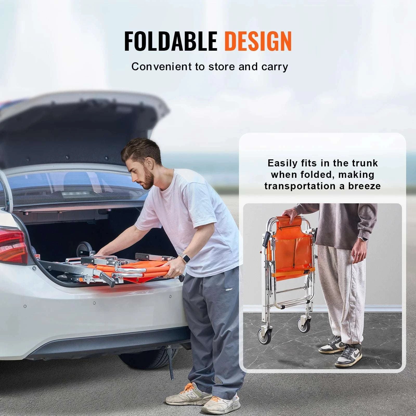 Foldable EMS Stair Climbing Chair 350lbs Evacuation Wheelchair-
