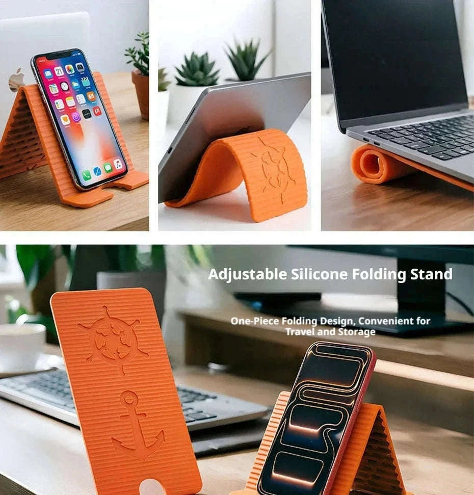 Foldable Flexible Silicone Phone Holder-Black