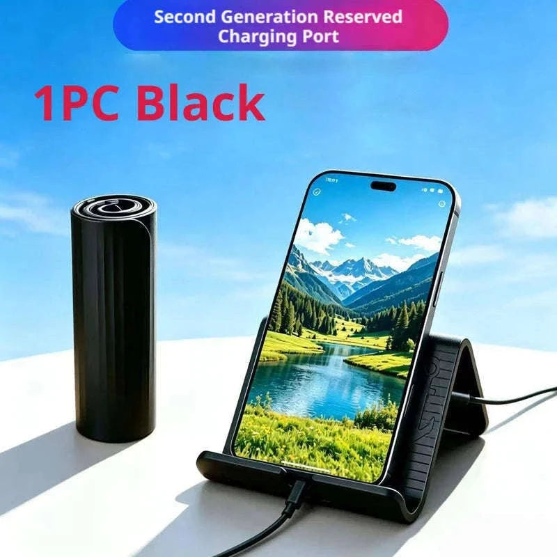 Foldable Flexible Silicone Phone Holder-Black