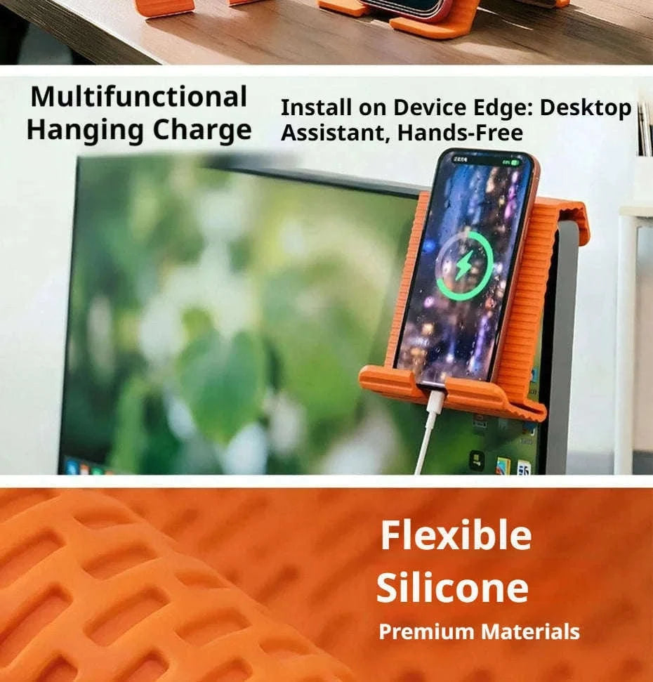 Foldable Flexible Silicone Phone Holder-Black