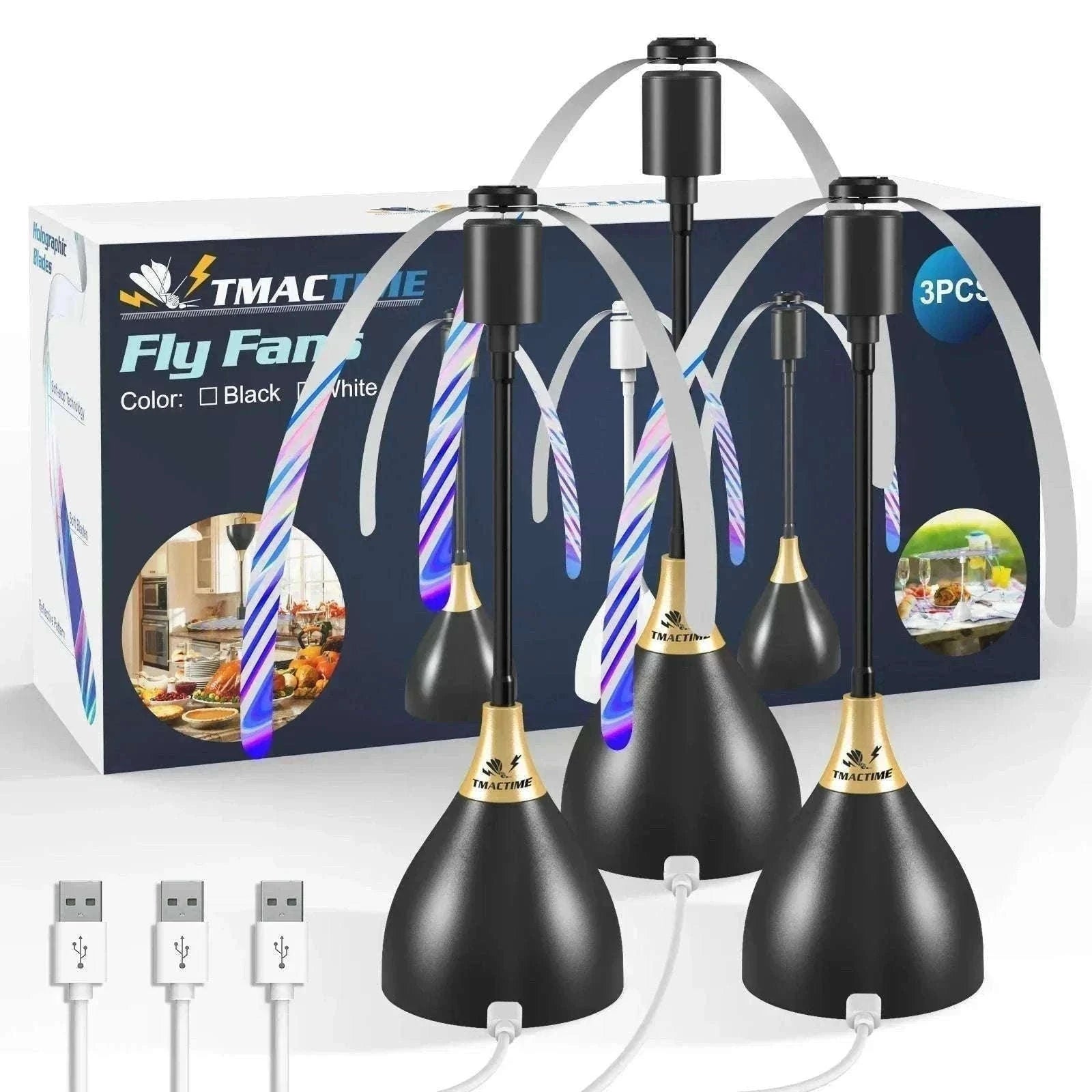 Foldable Fly Repellent Fan Set for Tables and Meals-B-2 Flowerpot