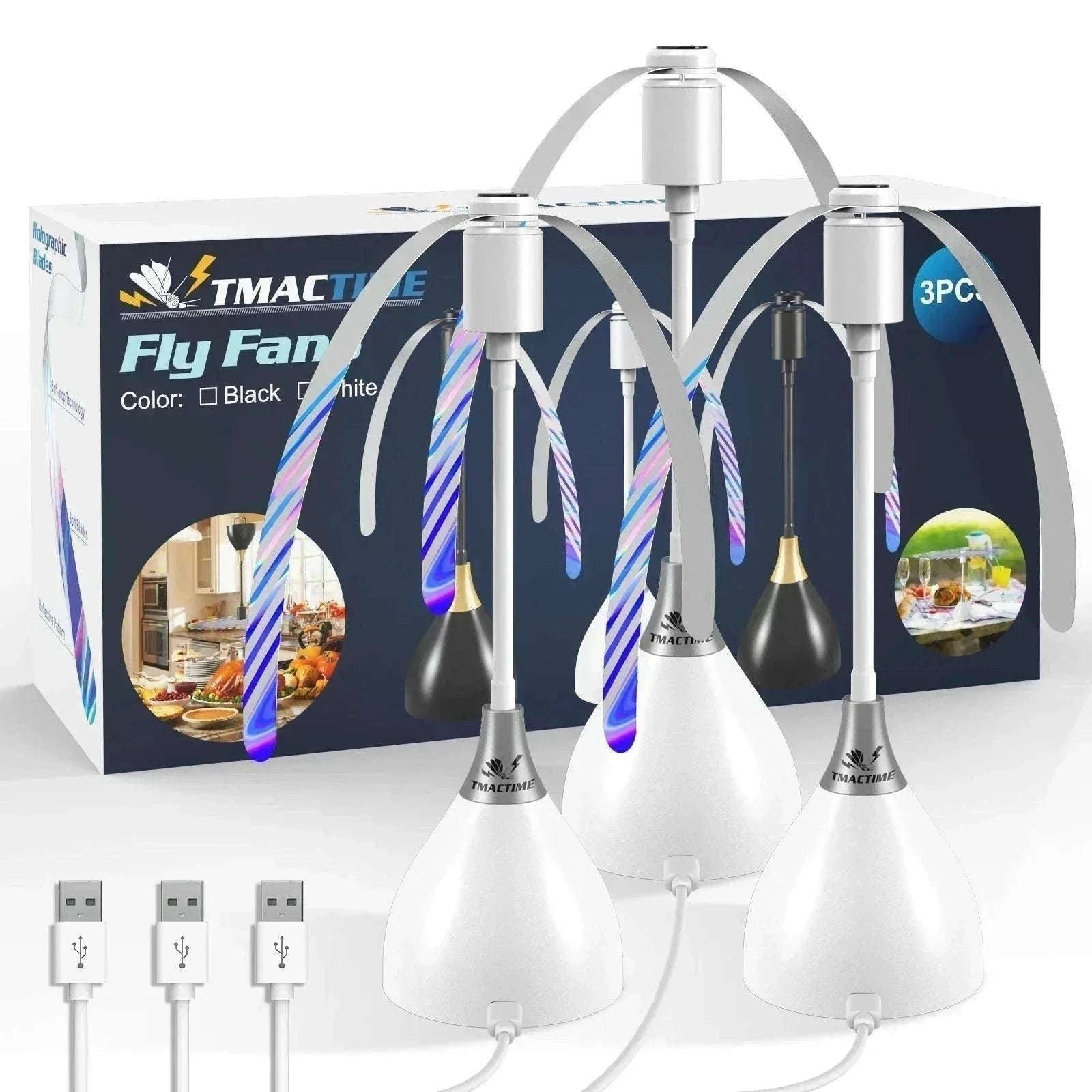 Foldable Fly Repellent Fan Set for Tables and Meals-B-2 Flowerpot