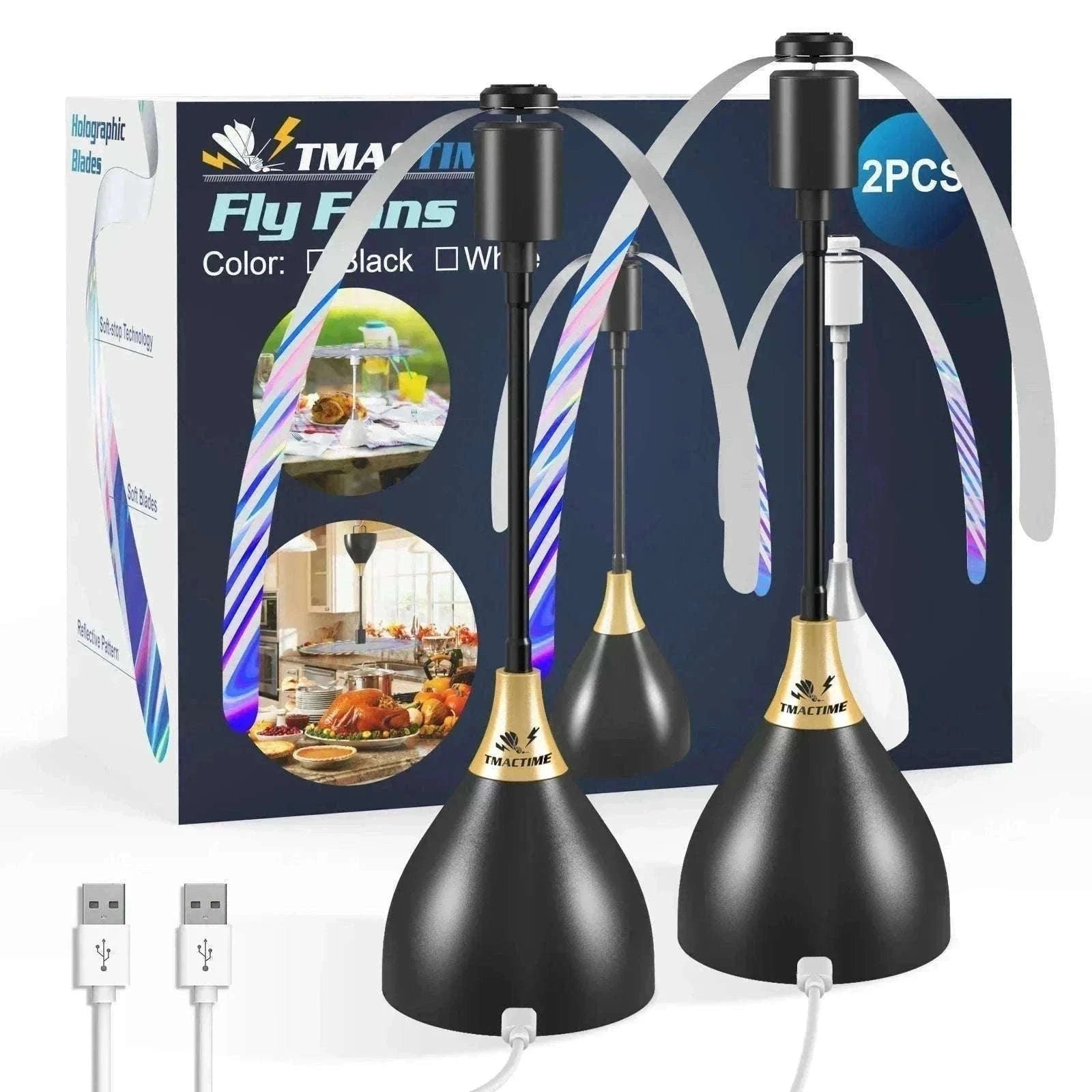 Foldable Fly Repellent Fan Set for Tables and Meals-B-2 Flowerpot