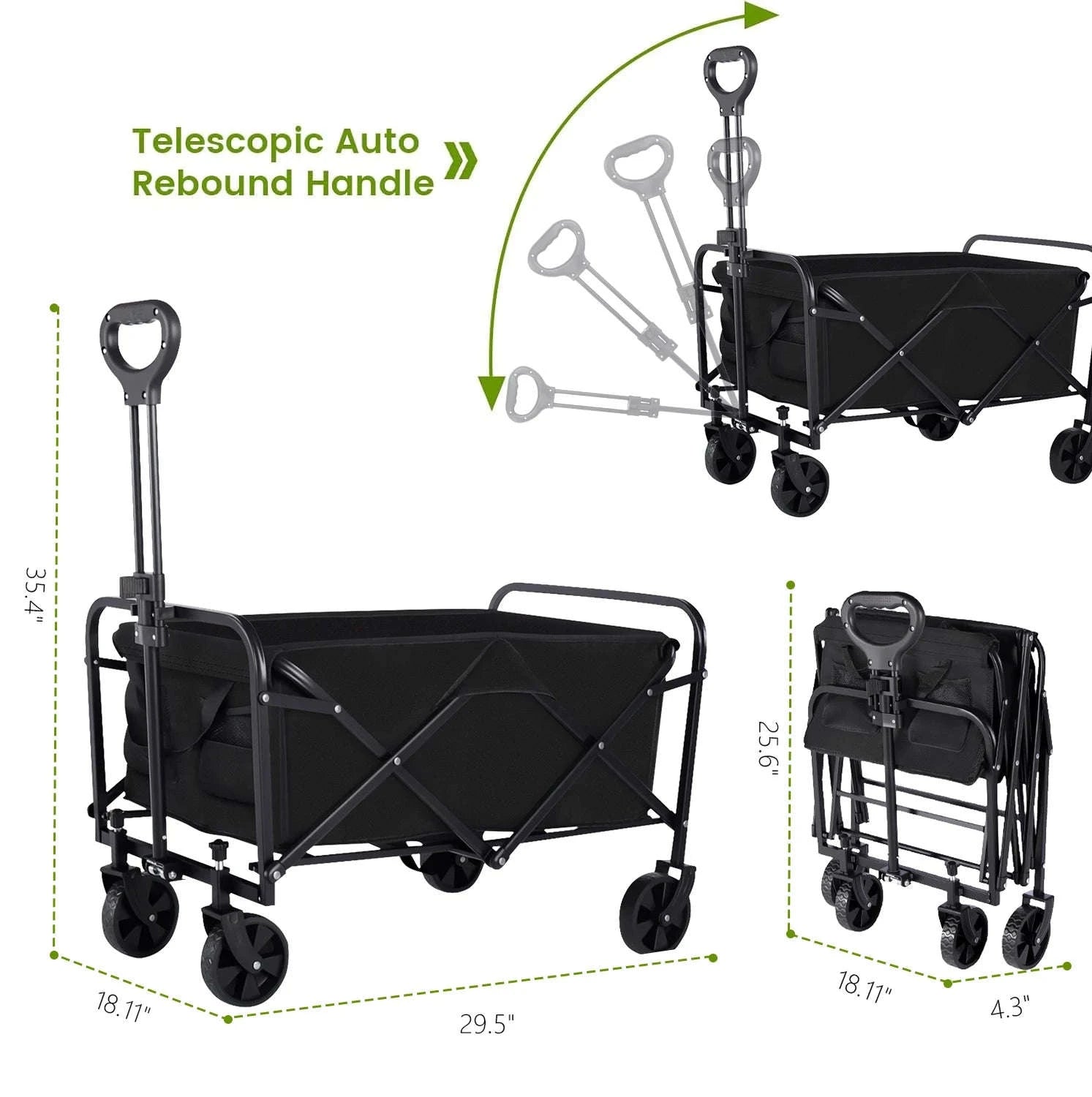 Foldable Heavy Duty Wagon Cart with All-Terrain Wheels & Holders-Blue / United States