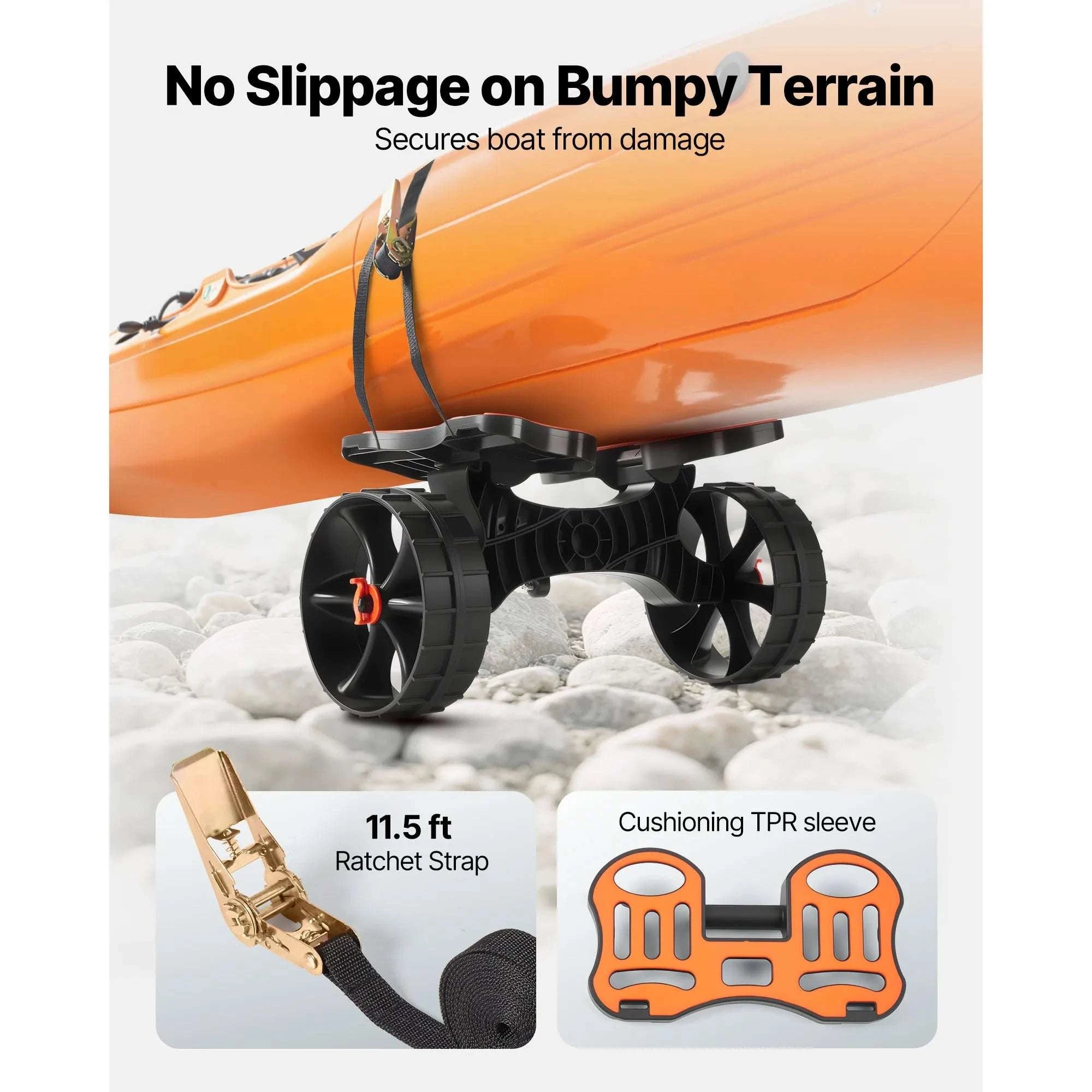 Foldable Kayak Cart with 10" Solid Tires & 300 lb Capacity-300 lbs / United States