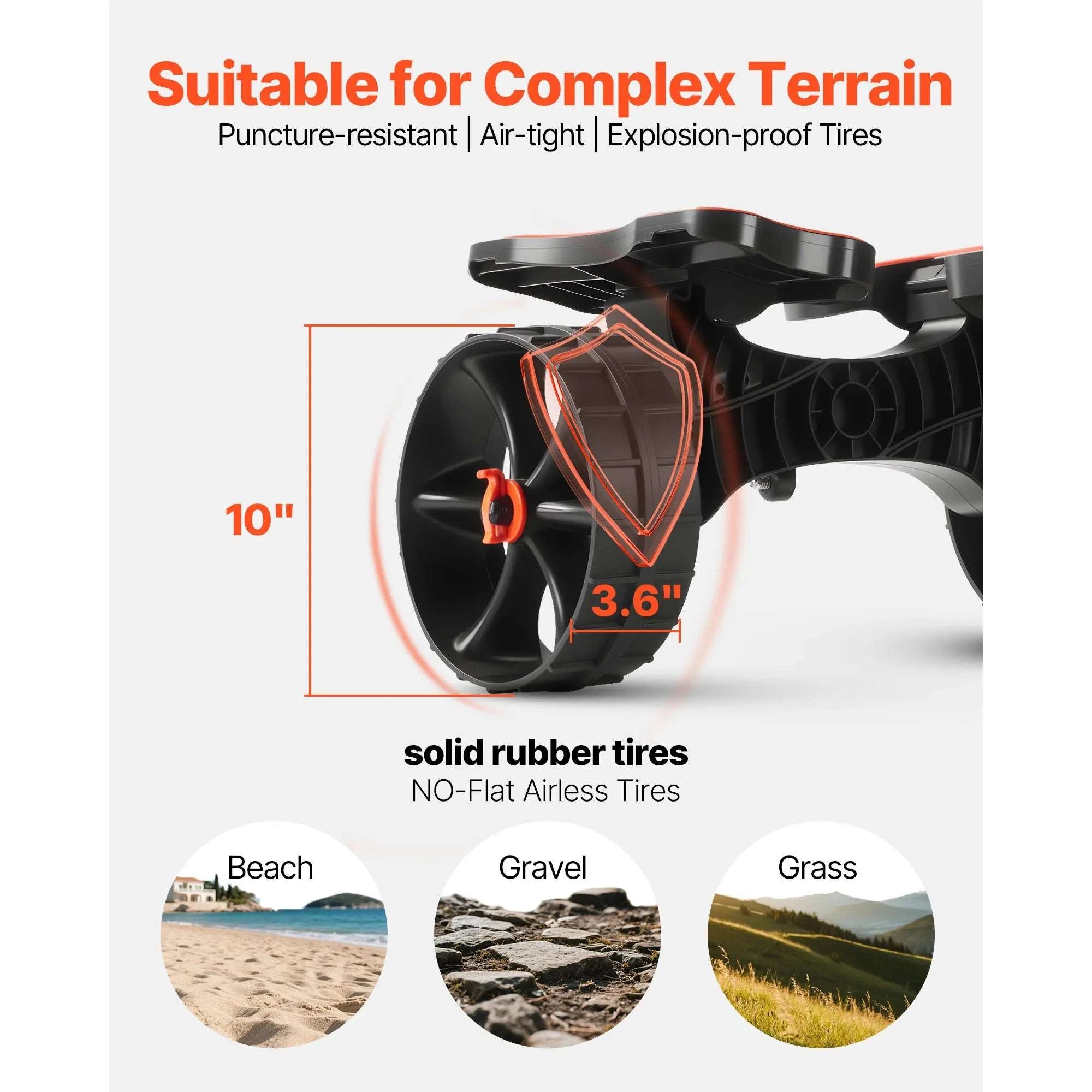 Foldable Kayak Cart with 10" Solid Tires & 300 lb Capacity-300 lbs / United States
