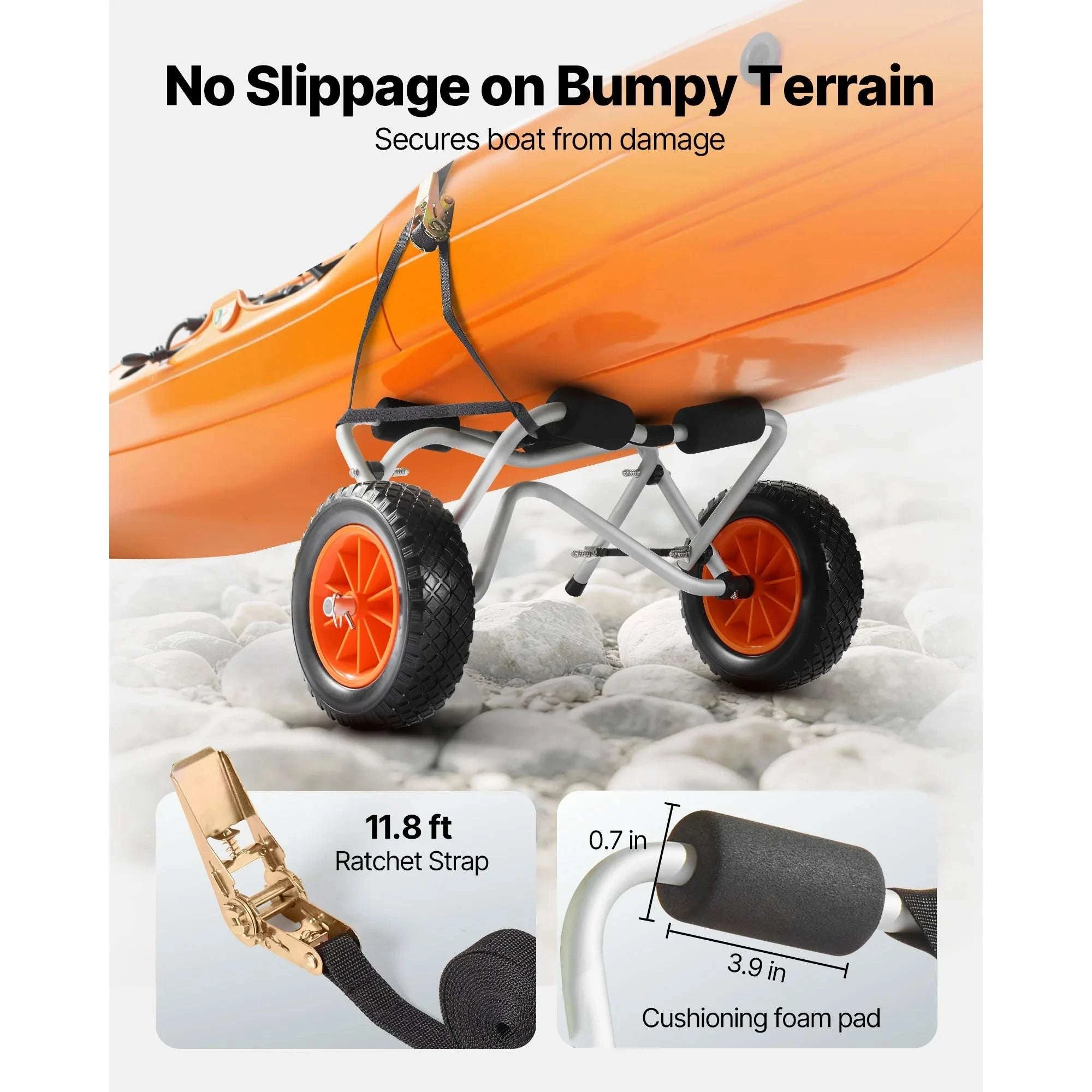 Foldable Kayak Cart with 10in Solid Tires & 250 lb Capacity-