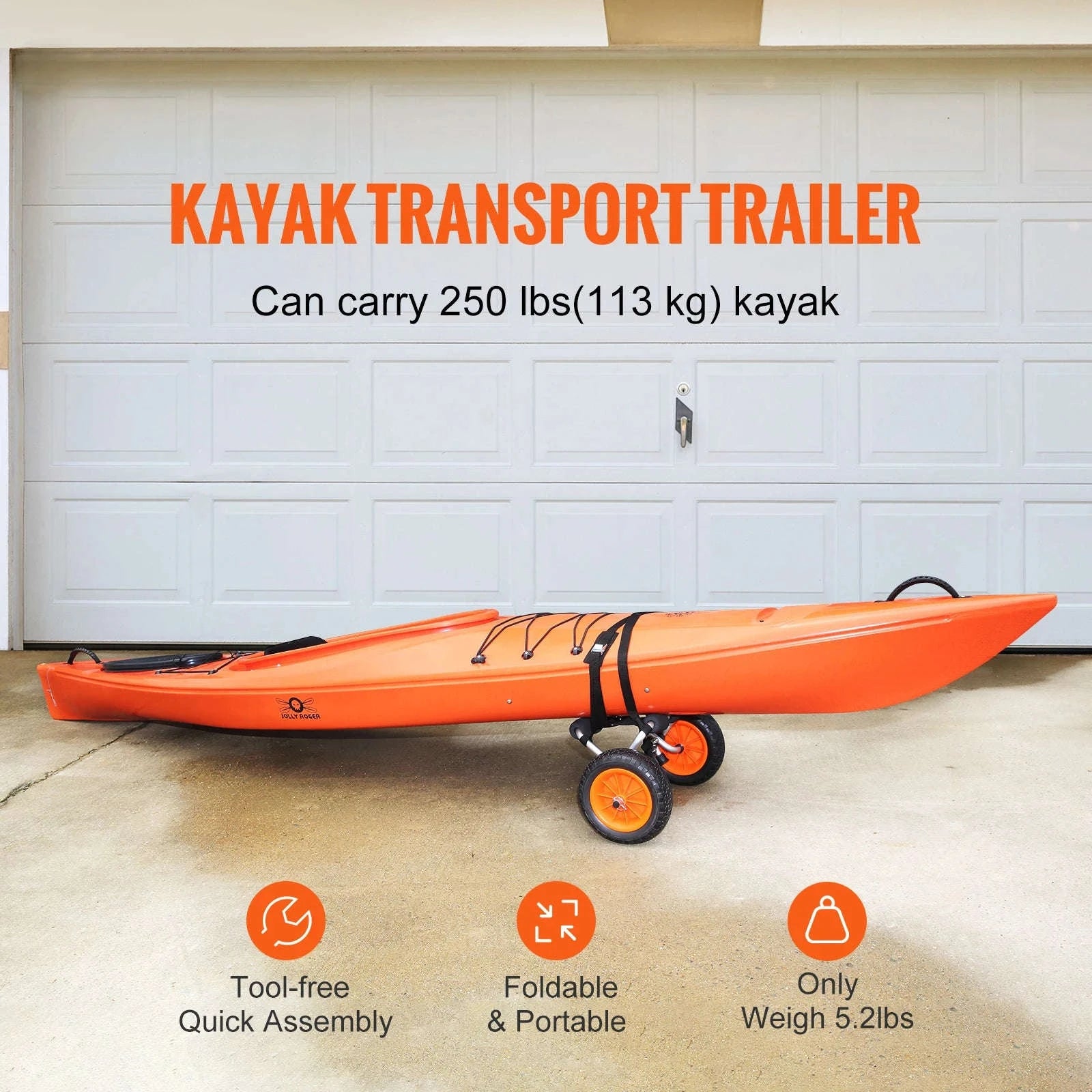 Foldable Kayak Cart with All‑Terrain Tires-250lbs / Poland