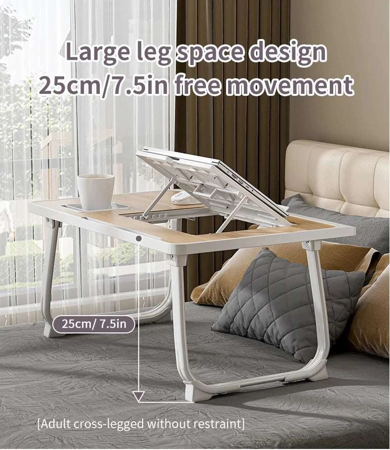 Foldable Laptop Desk with Drawers – Adjustable Reading & Bed Tray-TQUC4060PK / United States