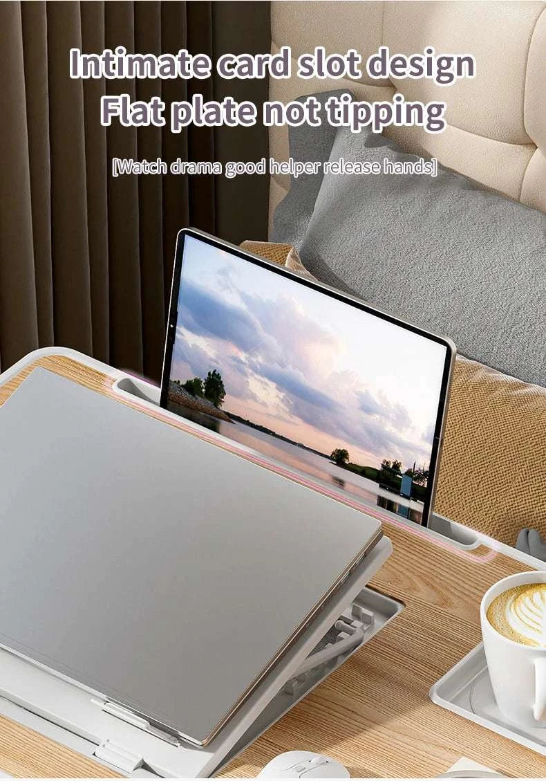 Foldable Laptop Desk with Drawers – Adjustable Reading & Bed Tray-TQUC4060PK / United States