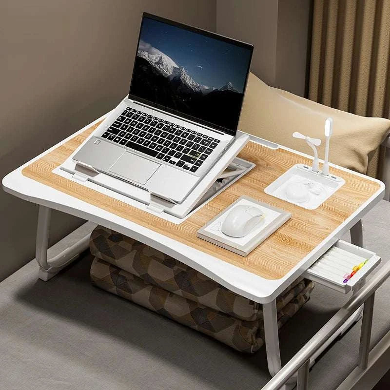Foldable Laptop Desk with Drawers – Adjustable Reading & Bed Tray-TQUC4060PK / United States