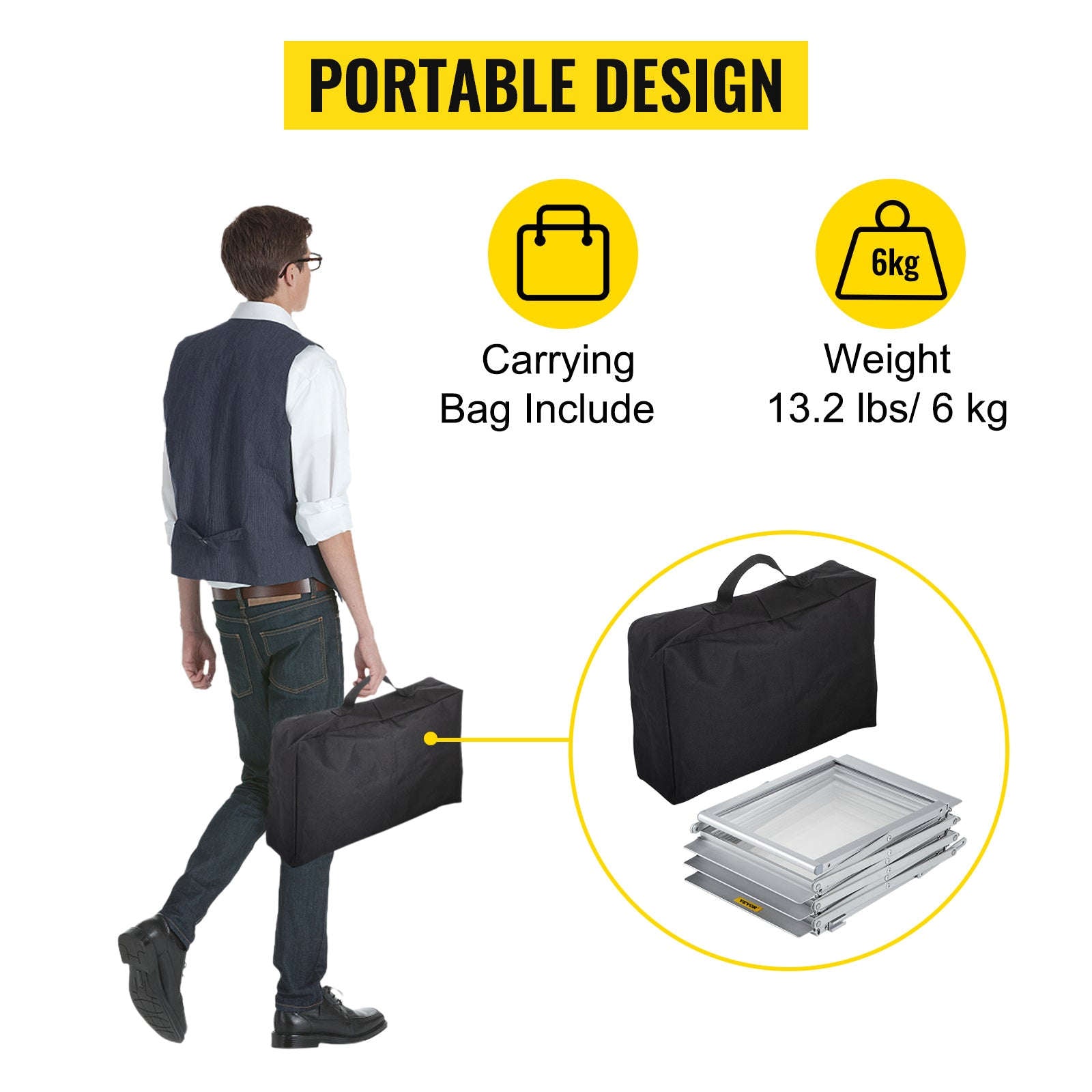 Foldable Magazine Display Rack with 6 Pockets and Carrying Bag-Aluminum Alloy / United States