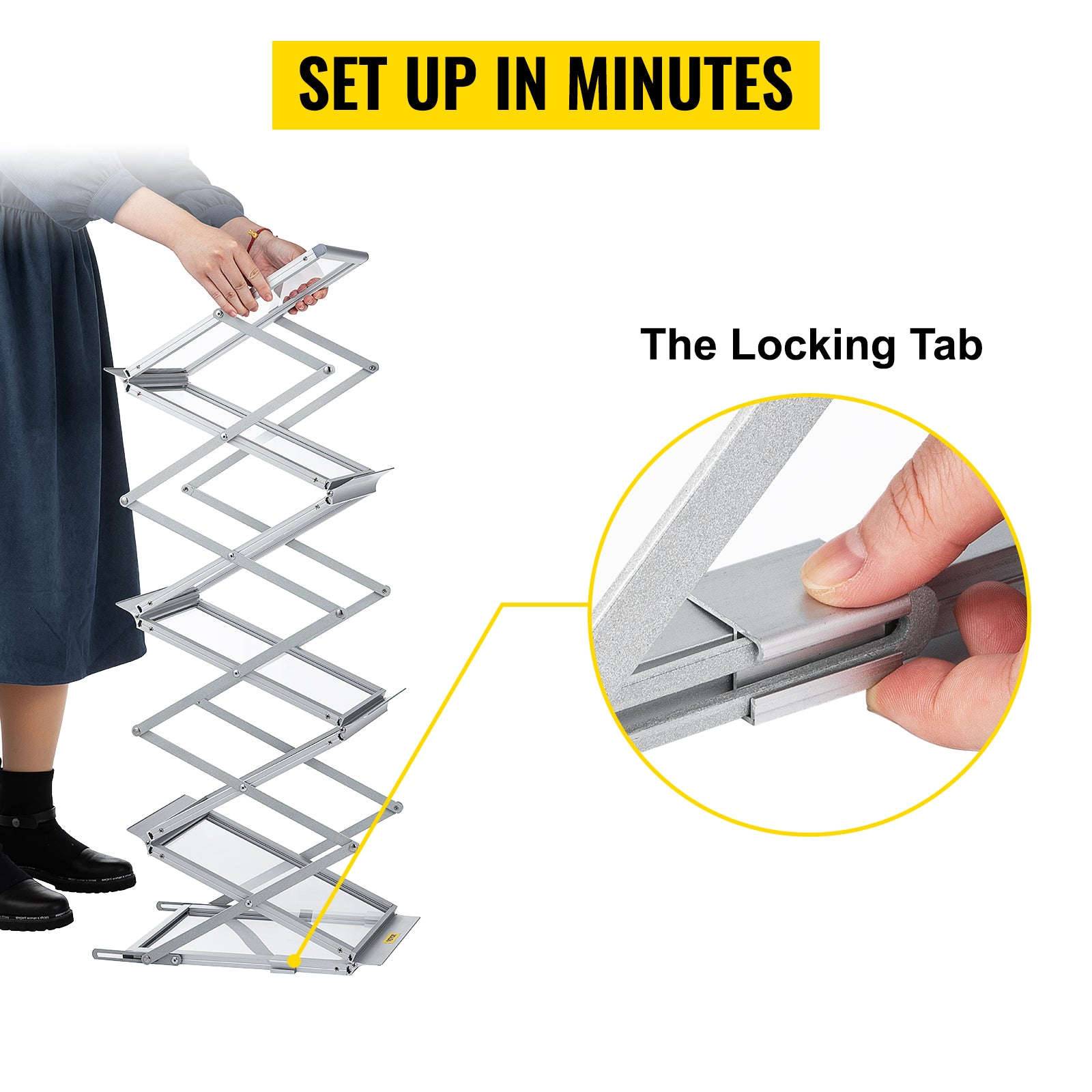 Foldable Magazine Display Rack with 6 Pockets and Carrying Bag-Aluminum Alloy / United States