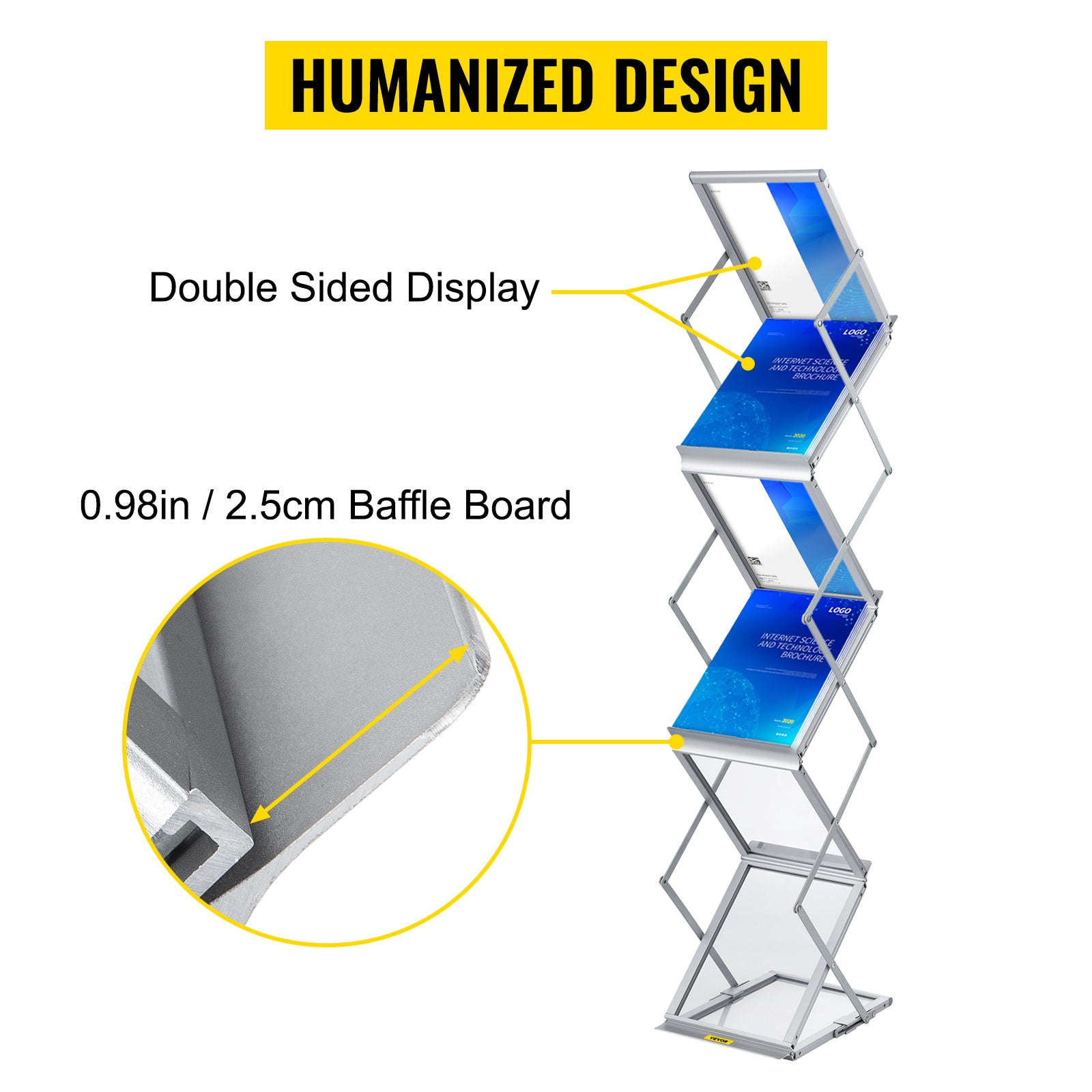 Foldable Magazine Display Rack with 6 Pockets and Carrying Bag-Aluminum Alloy / United States