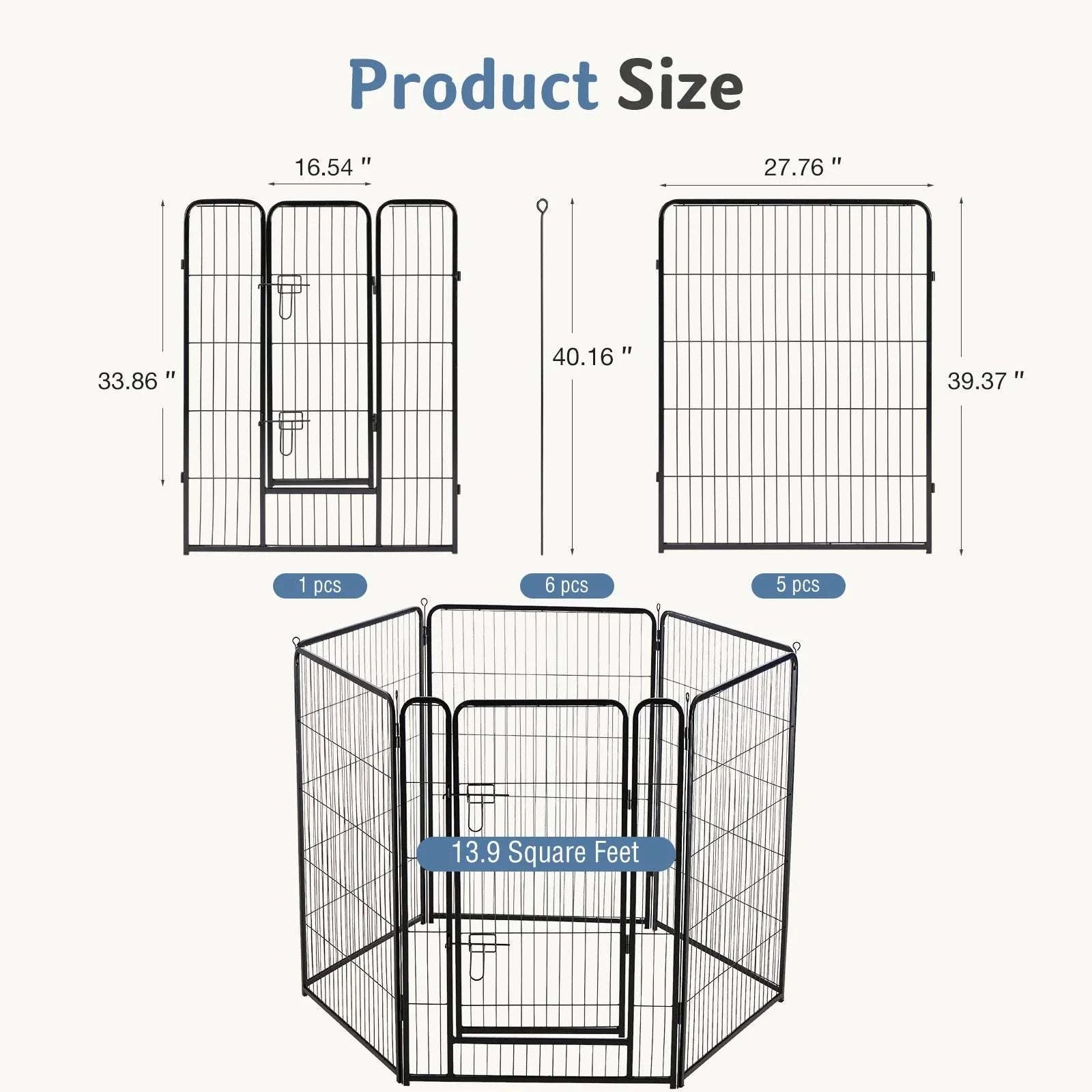 Foldable Metal Dog Playpen with Door for Indoor Outdoor Use-24 Inch / United States