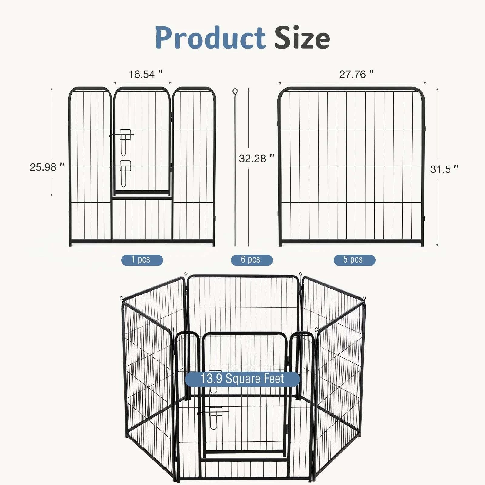 Foldable Metal Dog Playpen with Door for Indoor Outdoor Use-24 Inch / United States