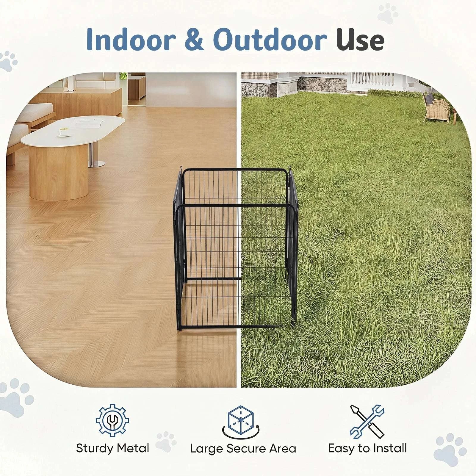 Foldable Metal Dog Playpen with Door for Indoor & Outdoor Use-40 Inch / United States