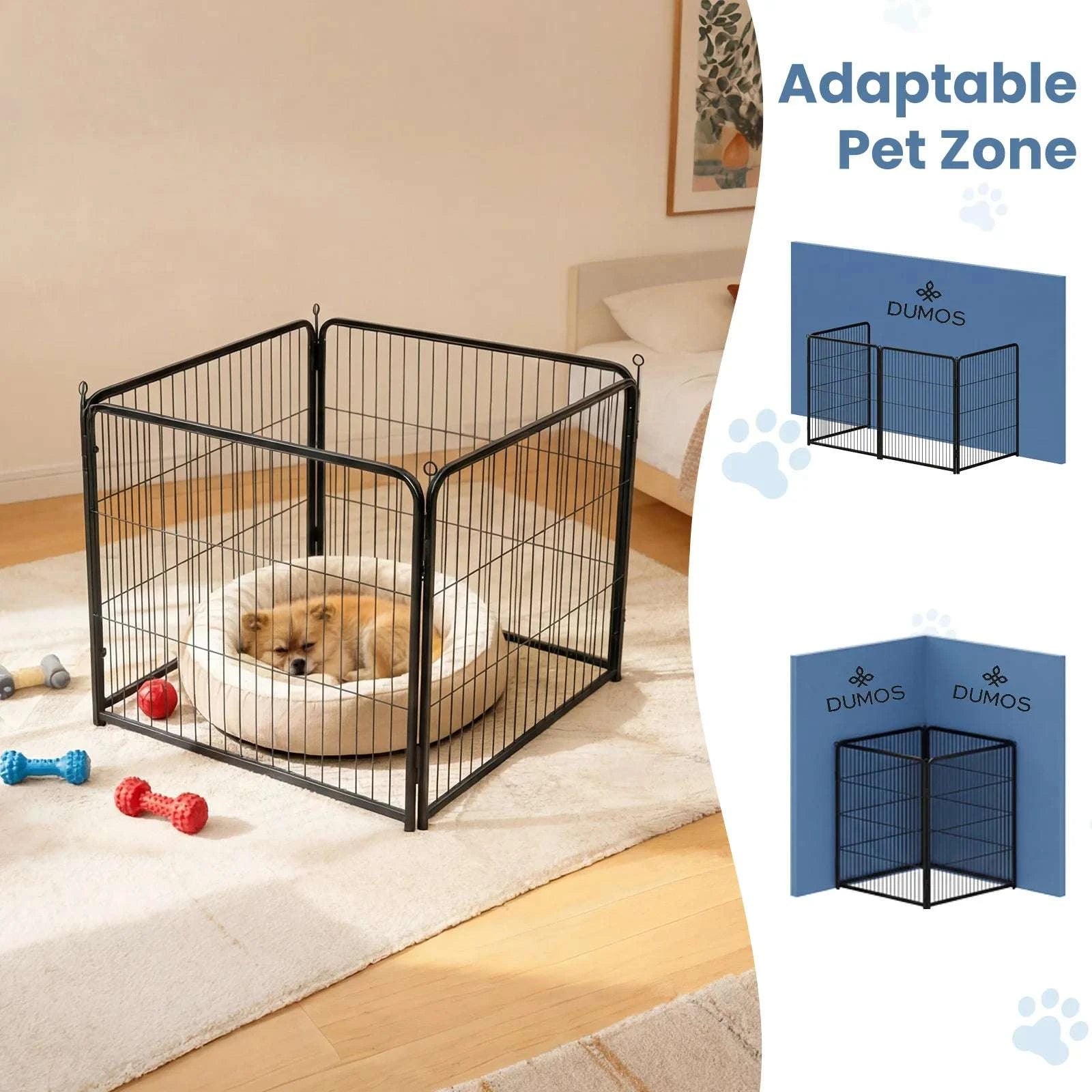Foldable Metal Dog Playpen with Door for Indoor & Outdoor Use-40 Inch / United States