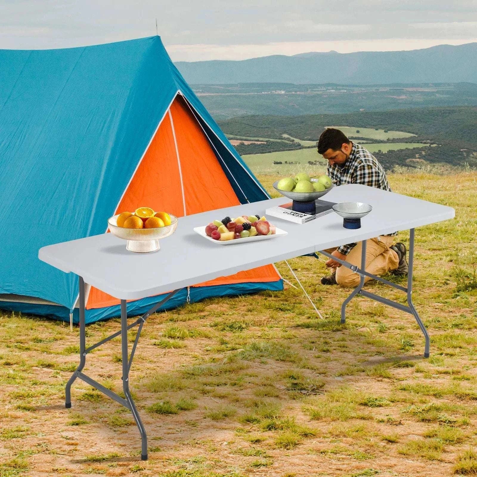 Foldable Outdoor Table with Carry Handle & Safety Lock-8FT / United States