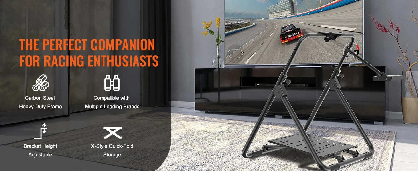 Foldable Racing Steering Wheel Stand, Height Adjustable, Universal Base-S / 8 inch / france