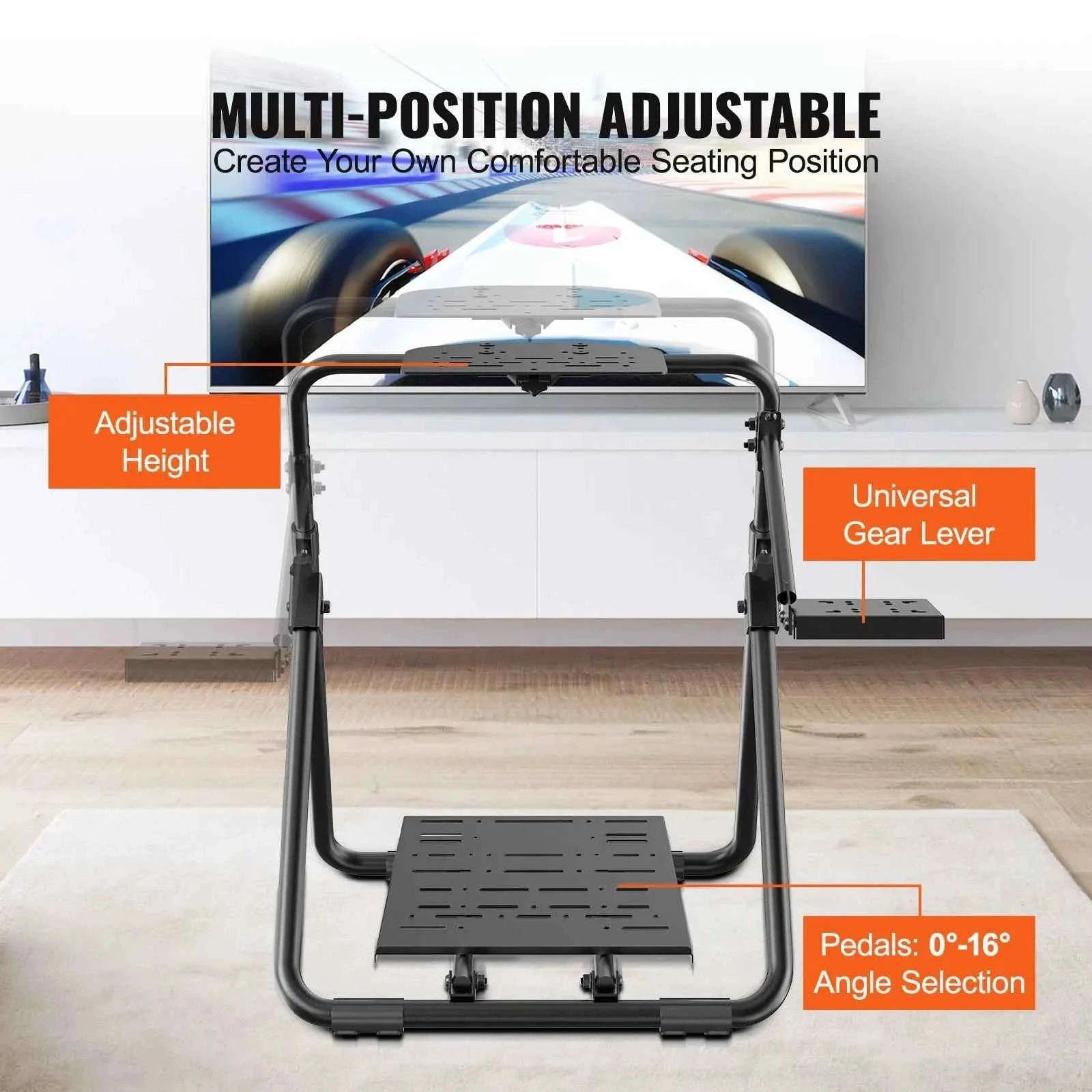 Foldable Racing Steering Wheel Stand, Height Adjustable, Universal Base-S / 8 inch / france