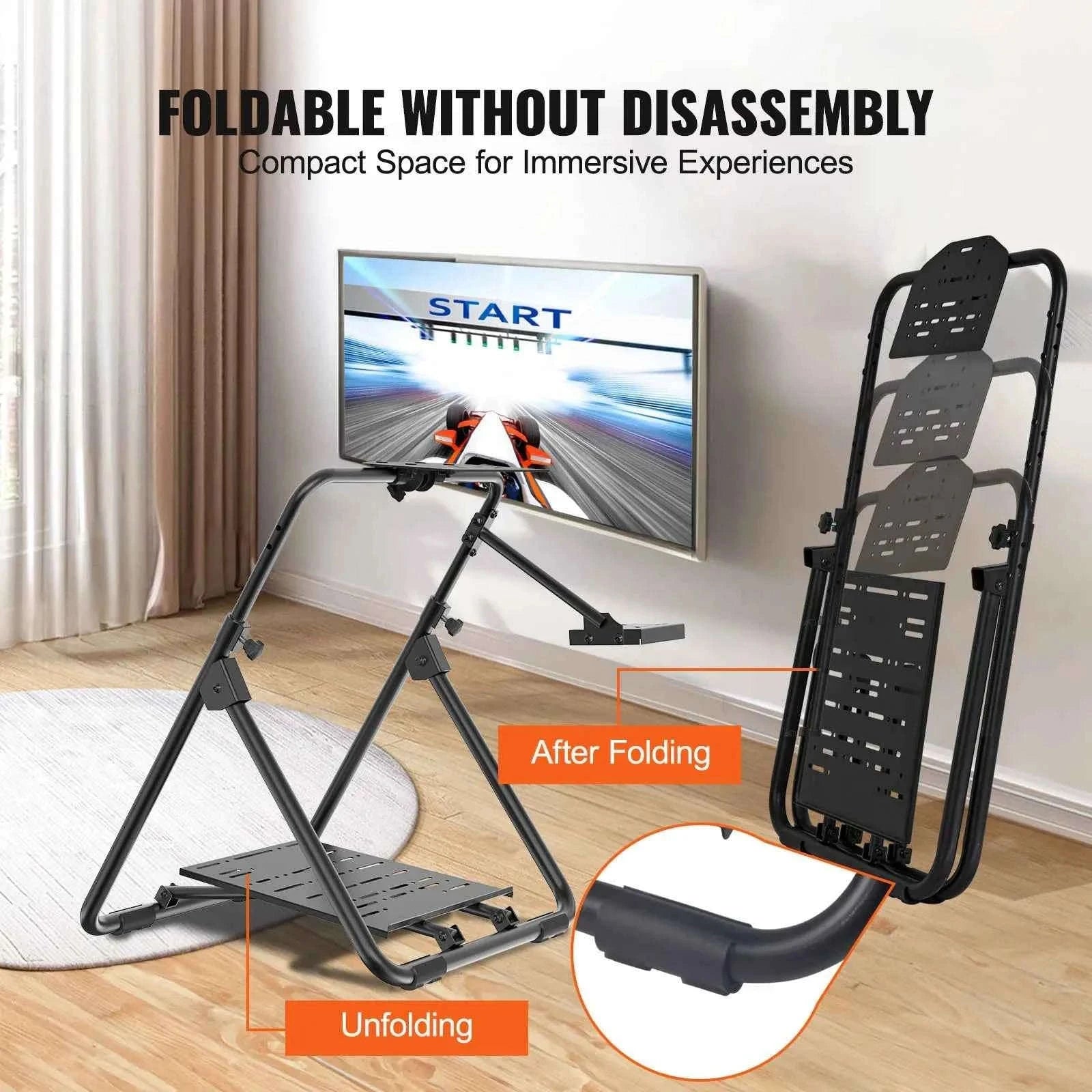 Foldable Racing Steering Wheel Stand, Height Adjustable, Universal Base-S / 8 inch / france
