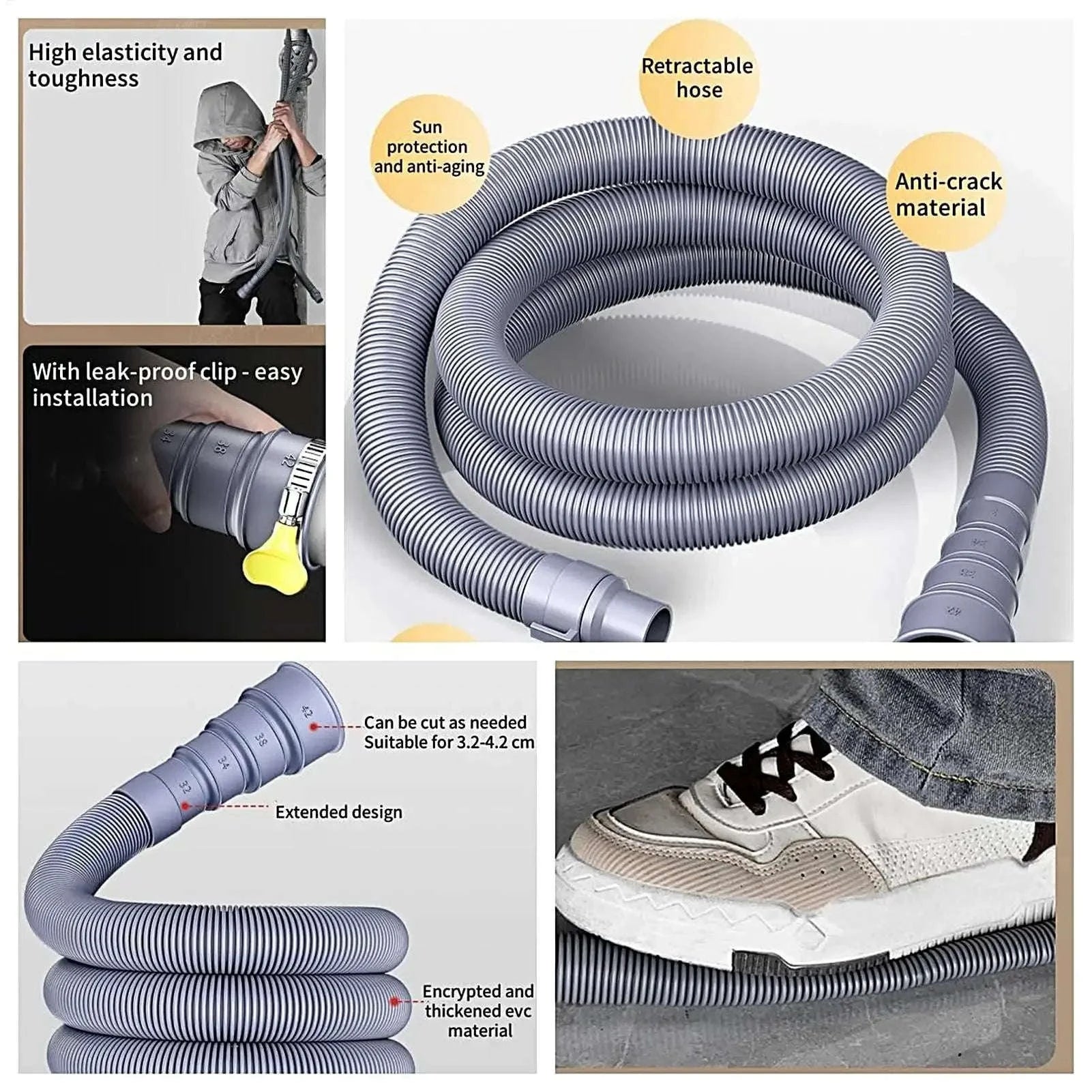 Foldable RV Sewer Hose 3m/5m Leakproof Kit-5 meters / China Mainland