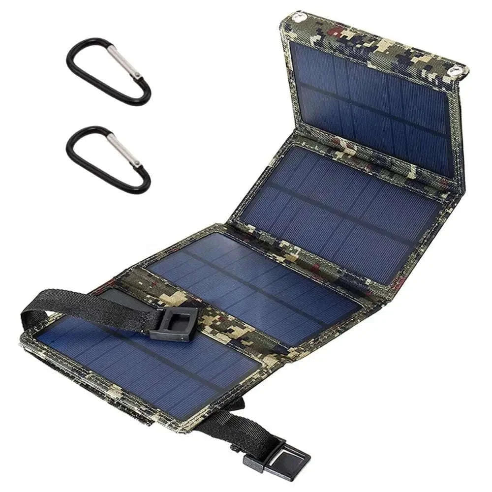 Foldable Solar Charger Panel 5V USB Waterproof Portable Charger for Phone and Power Bank-4 Fold Camouflage