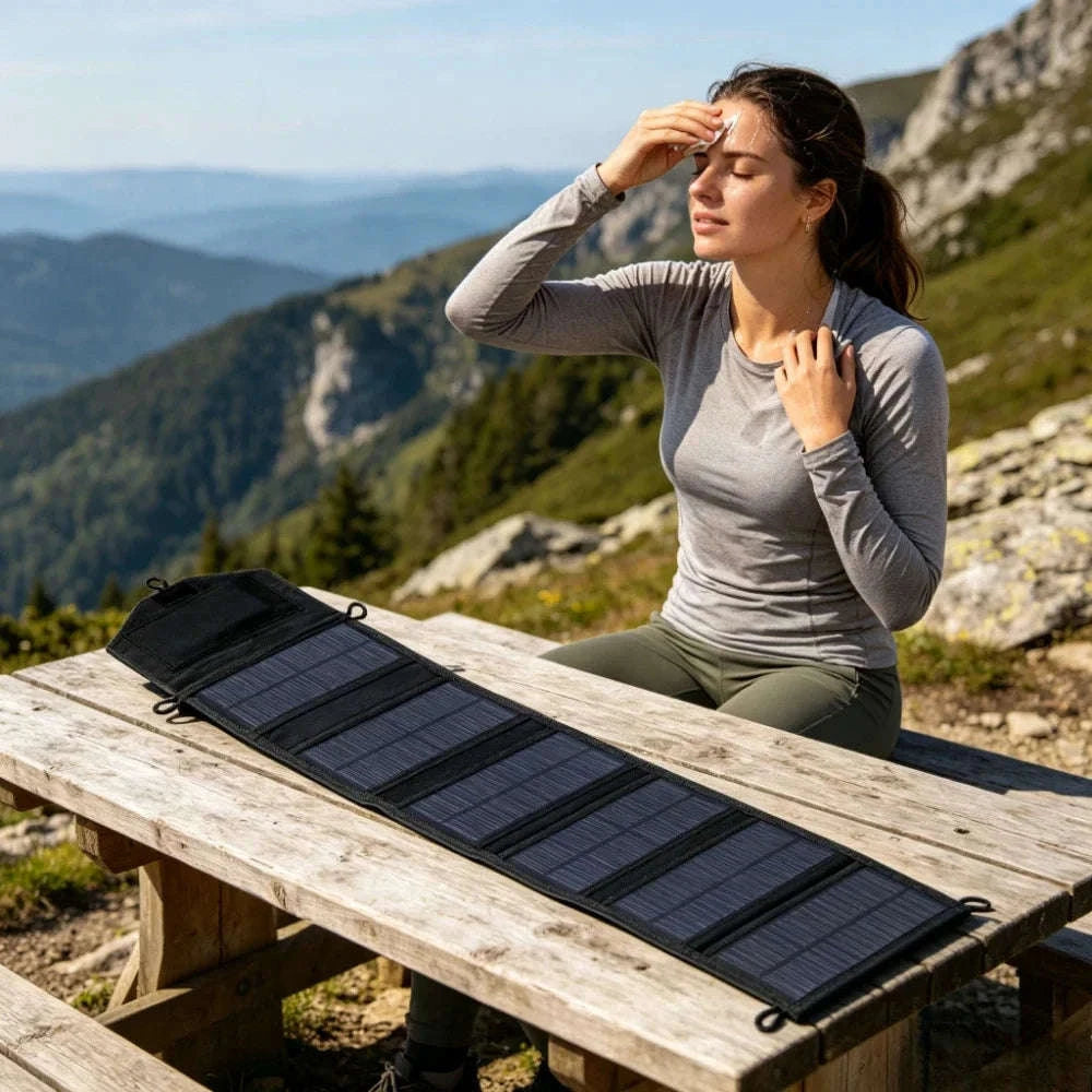 Foldable Solar Charger Panel 5V USB Waterproof Portable Charger for Phone and Power Bank-4 Fold Camouflage