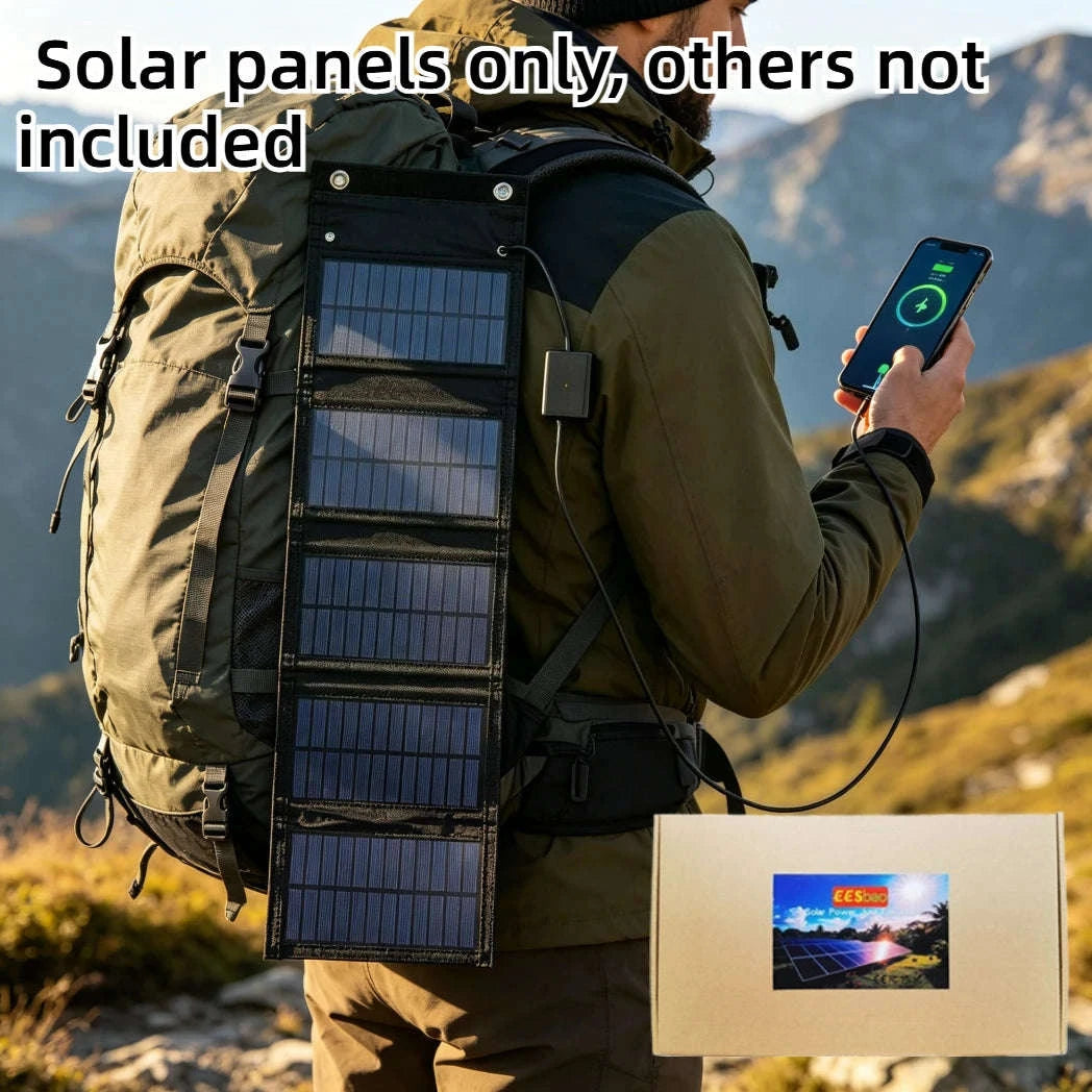 Foldable Solar Charger Panel 5V USB Waterproof Portable Charger for Phone and Power Bank-4 Fold Camouflage