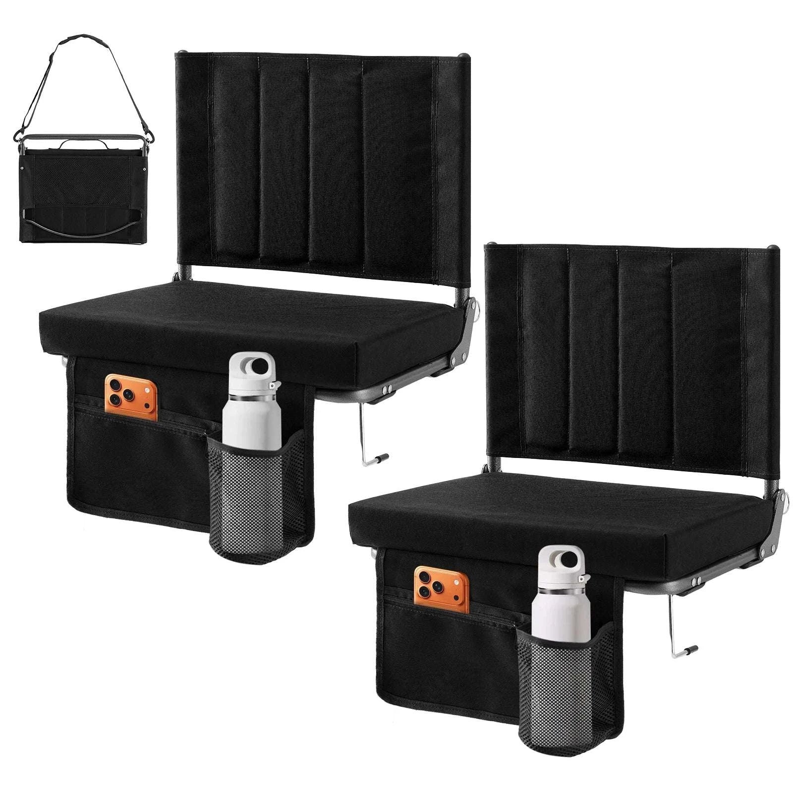 Foldable Stadium Seat with Back Support & Thick Padded Cushion-1 Pack Navy Blue / United States