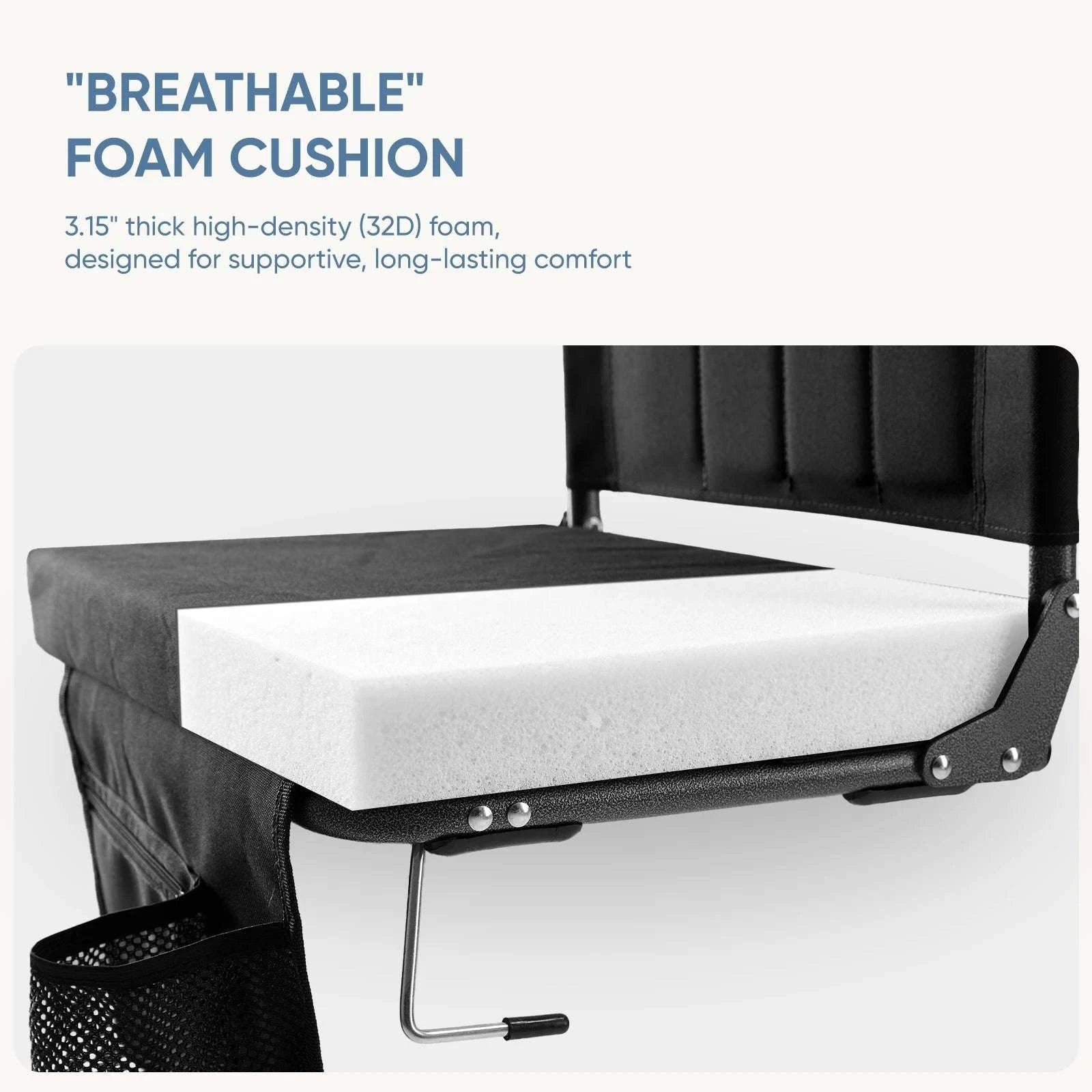Foldable Stadium Seat with Back Support & Thick Padded Cushion-1 Pack Navy Blue / United States