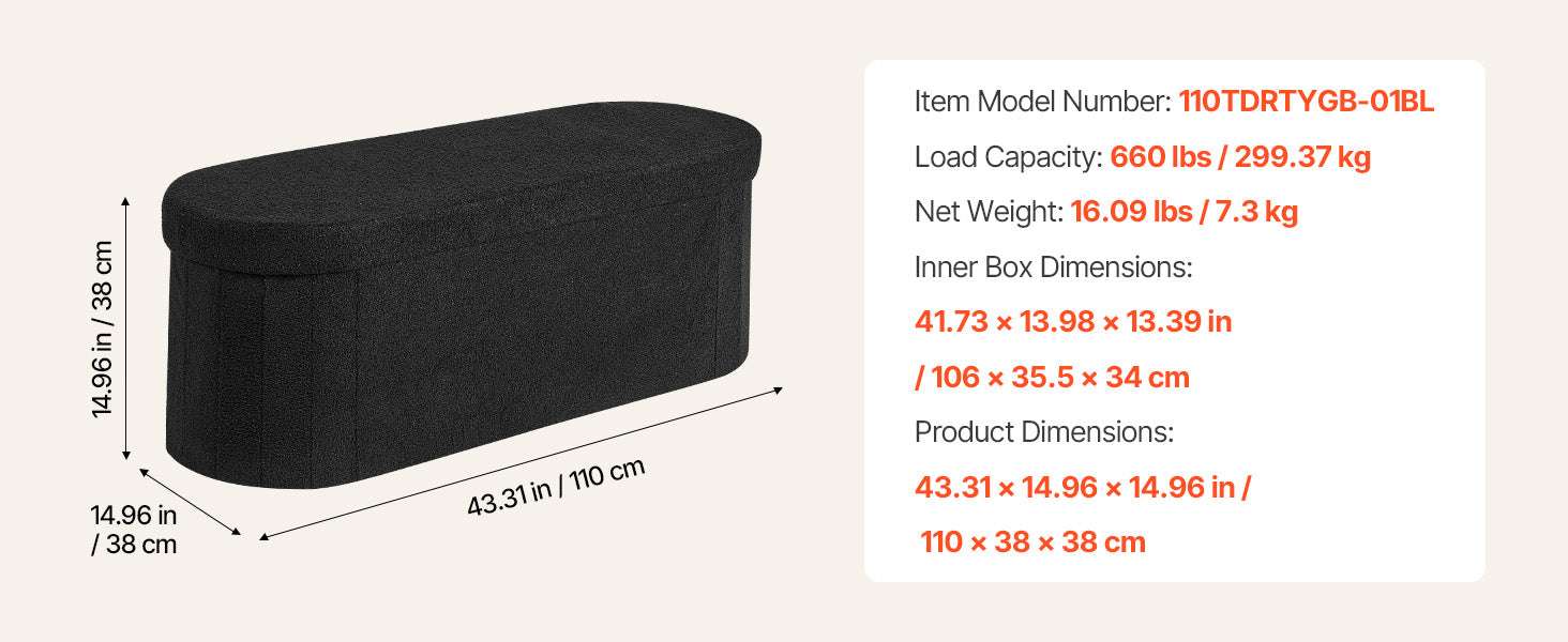 Foldable Storage Ottoman Bench with Hidden Compartments, 660lb Support-square gray Type1 / United States