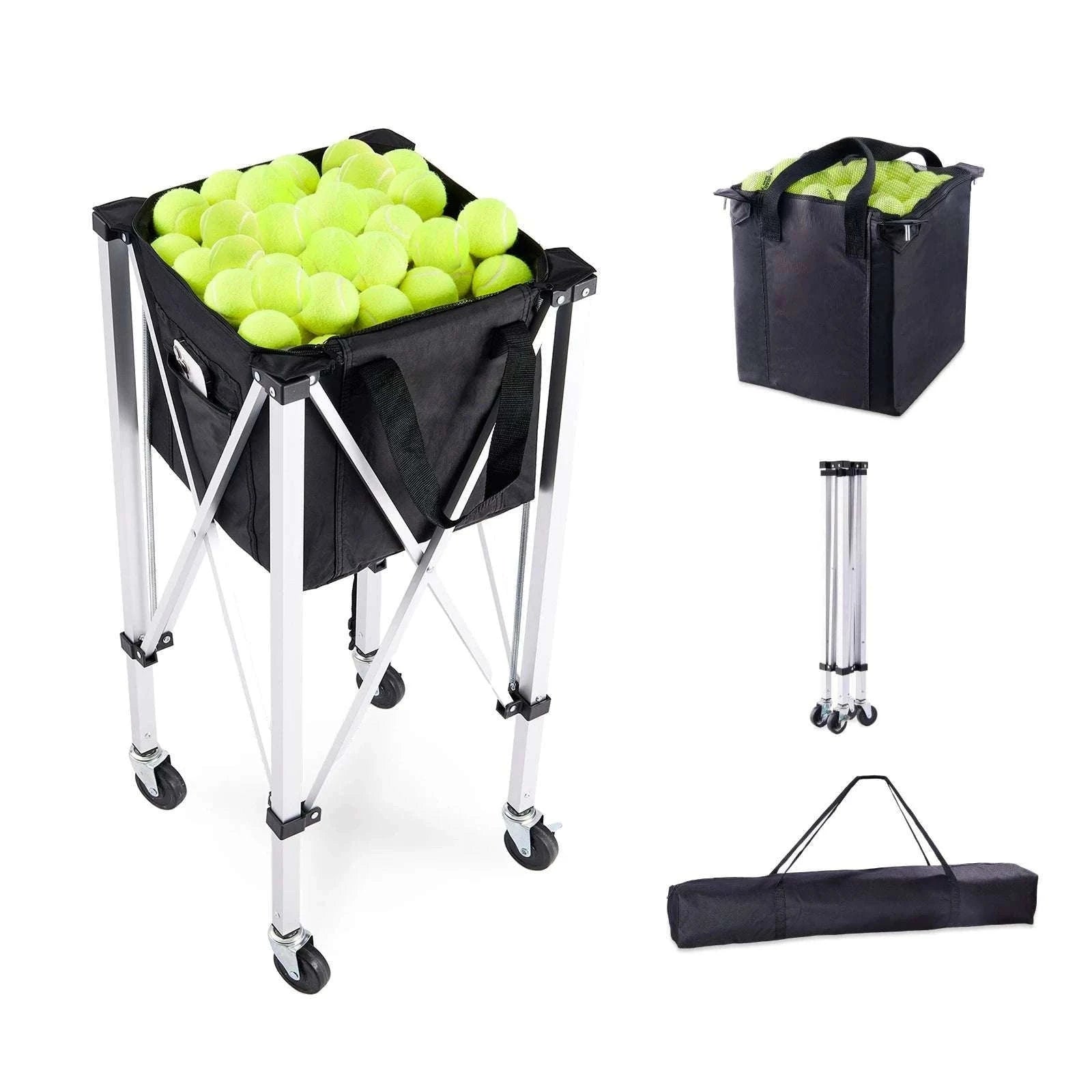 Foldable Tennis Ball Cart with Wheels Holds 150–180 Balls-150 Balls Capacity / spain